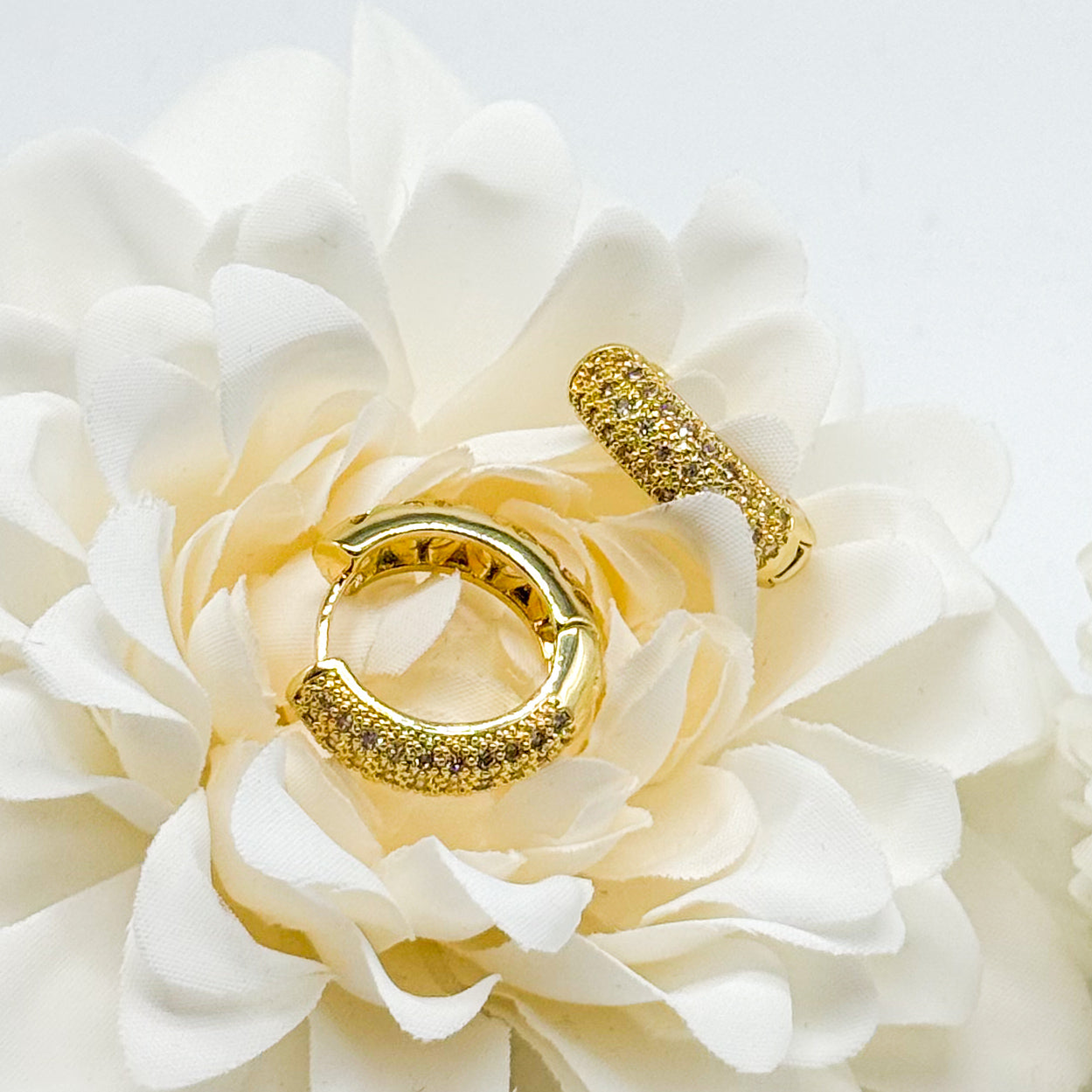 Double Design CZ Hoop Earring-310 Jewelry-Joseph Anthony NY, Inc-Heathered Boho Boutique, Women's Fashion and Accessories in Palmetto, FL