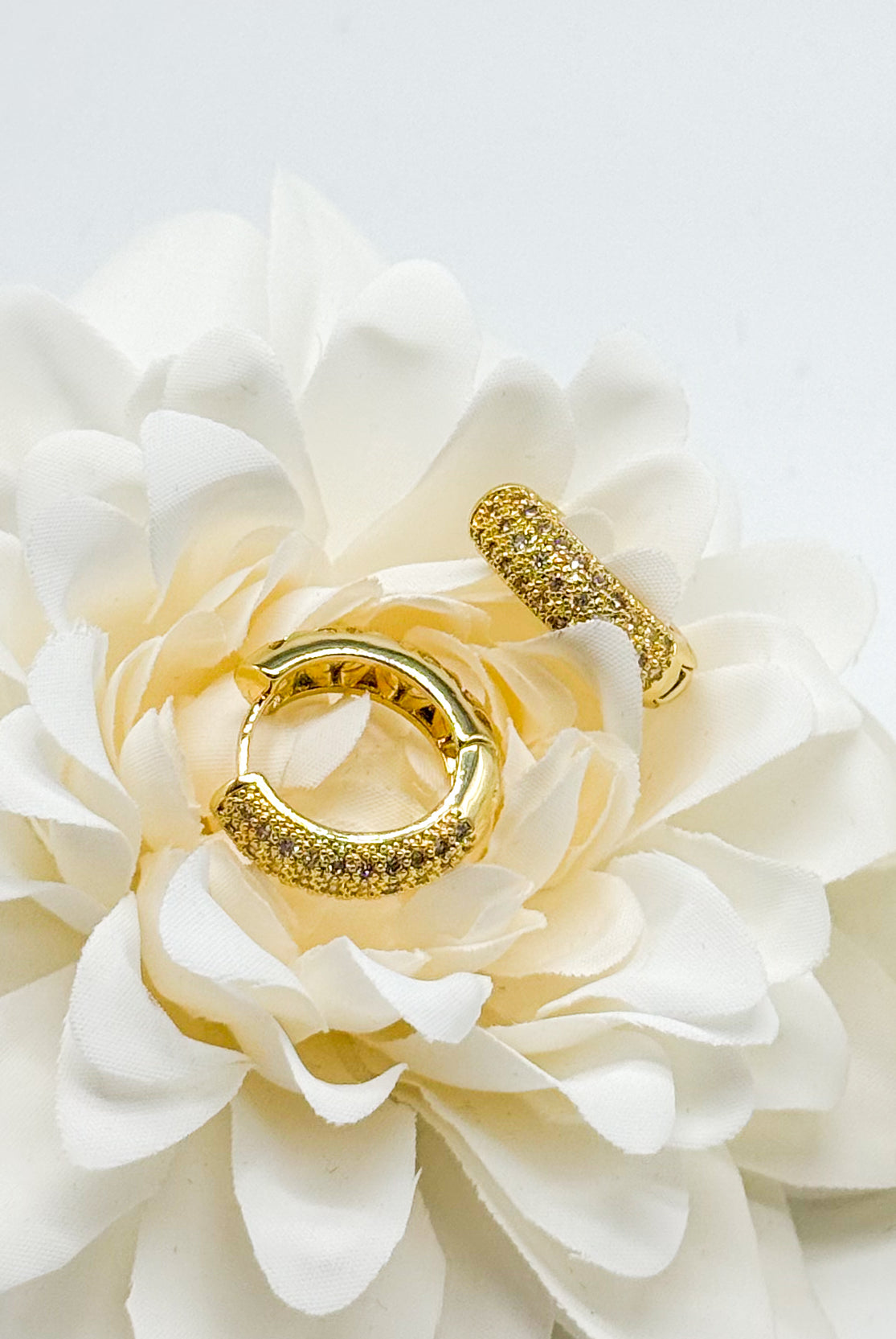 Double Design CZ Hoop Earring-310 Jewelry-Joseph Anthony NY, Inc-Heathered Boho Boutique, Women's Fashion and Accessories in Palmetto, FL