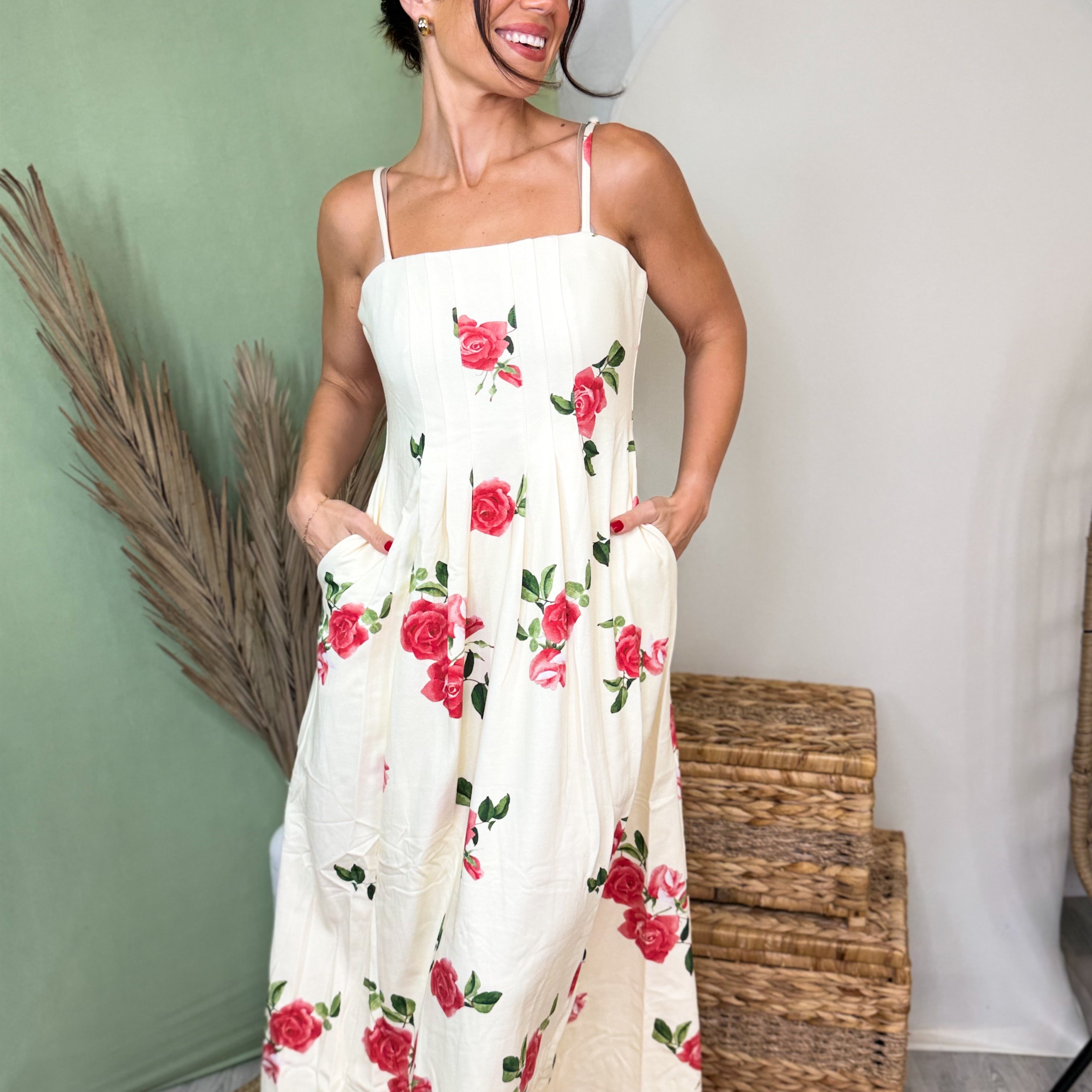 Rose Garden Reverie Dress-230 DRESSES/JUMPSUITS/ROMPERS-DAVI & DANI-Heathered Boho Boutique, Women's Fashion and Accessories in Palmetto, FL