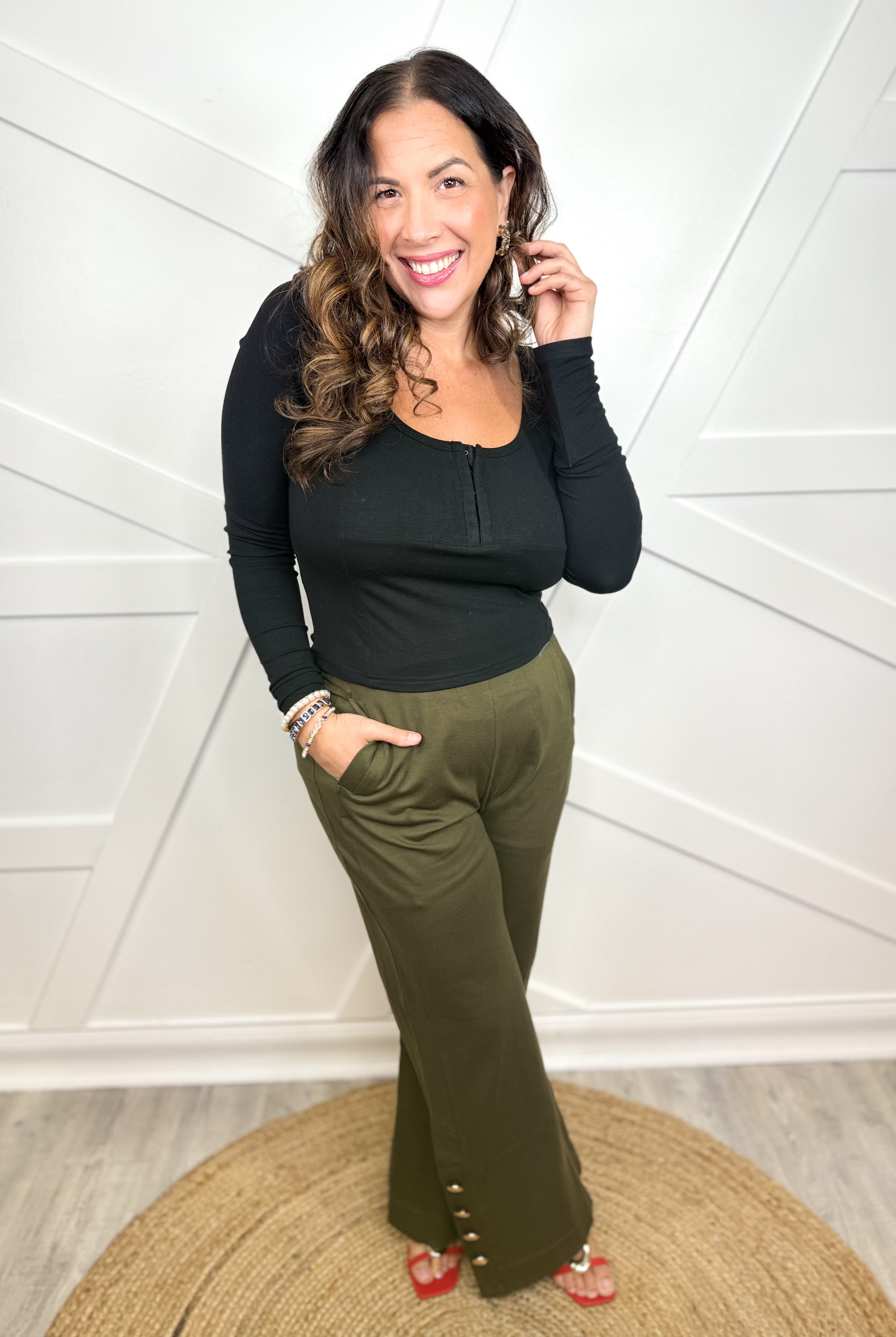 Gala Pants - Olive-150 PANTS-DEAR SCARLETT-Heathered Boho Boutique, Women's Fashion and Accessories in Palmetto, FL