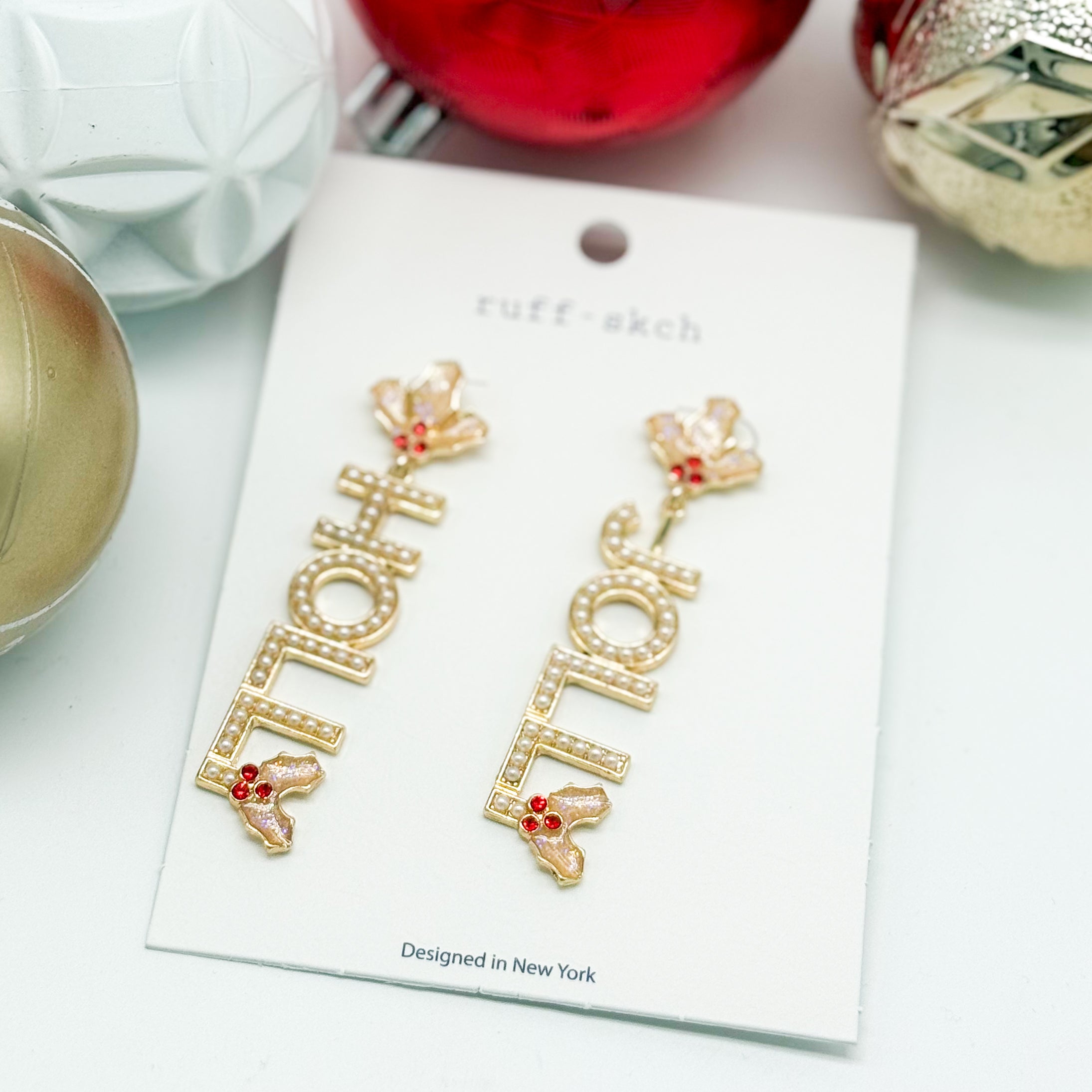 Pearl HOLLY JOLLY Earring-310 Jewelry-Rough Sketch-Heathered Boho Boutique, Women's Fashion and Accessories in Palmetto, FL