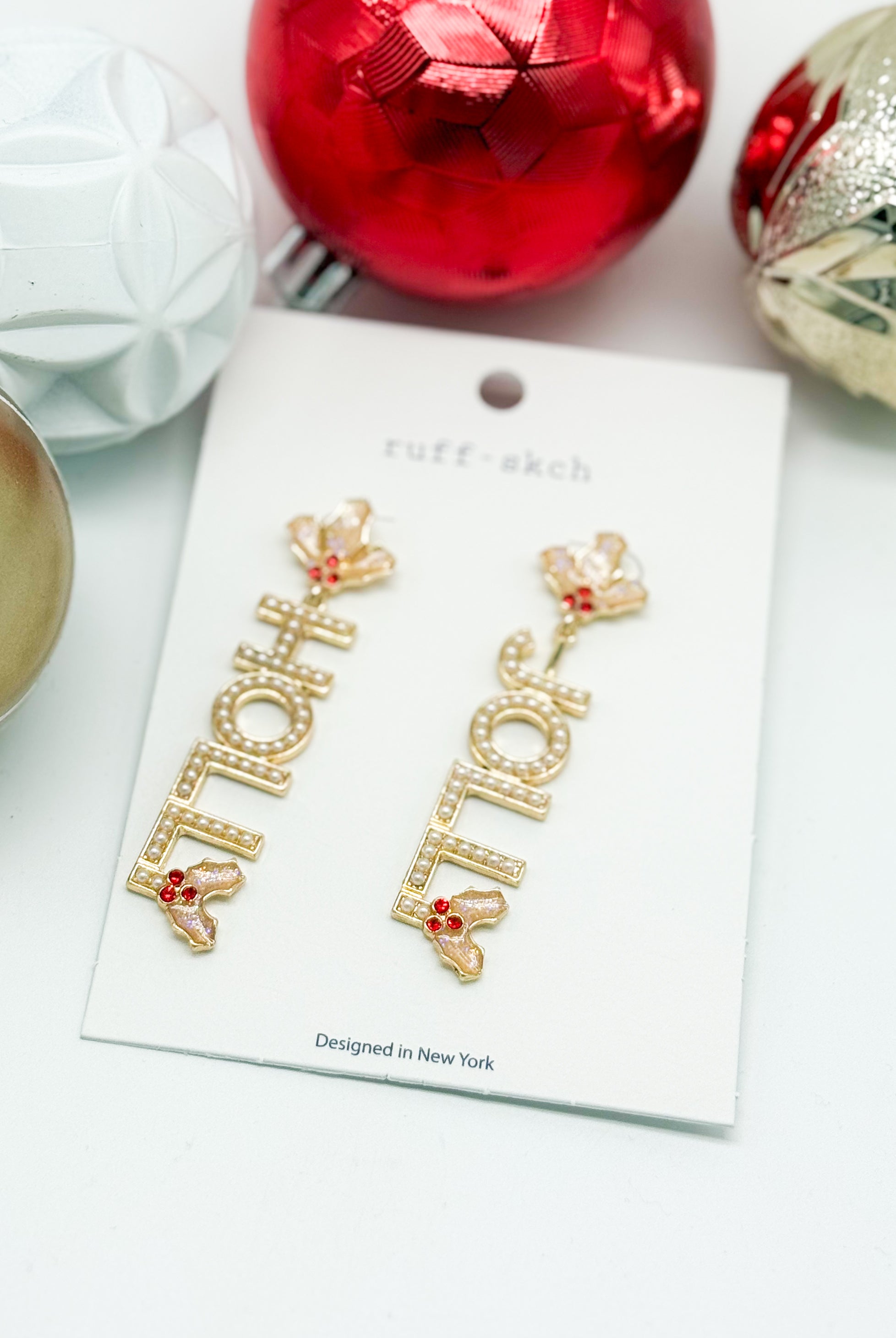 Pearl HOLLY JOLLY Earring-310 Jewelry-Rough Sketch-Heathered Boho Boutique, Women's Fashion and Accessories in Palmetto, FL