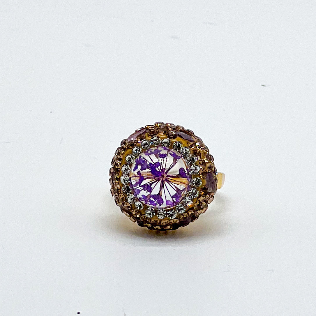 Dried Flower Rhinestone Ring-310 Jewelry-NIHAO JEWELRY-Heathered Boho Boutique, Women's Fashion and Accessories in Palmetto, FL
