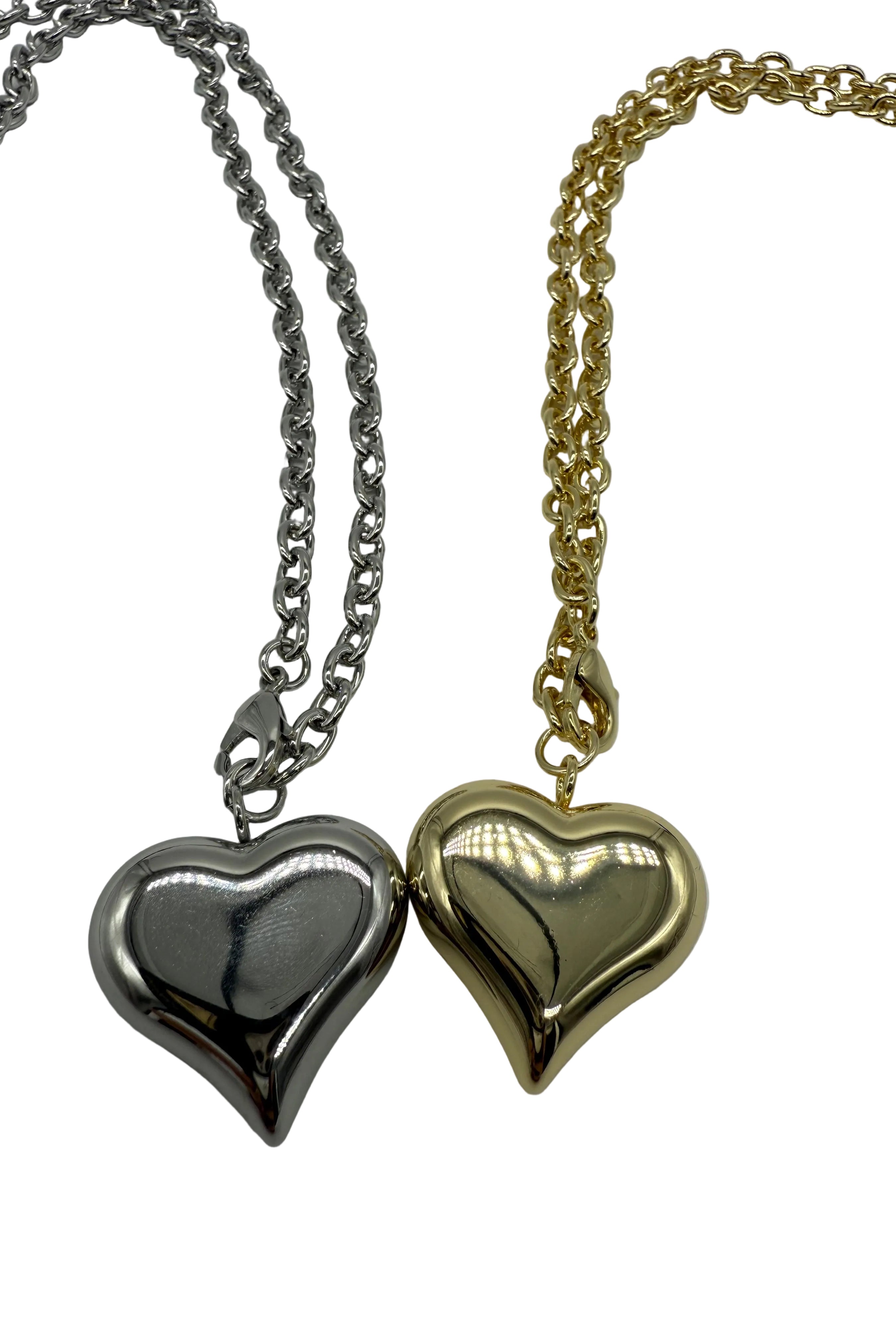 Puff Heart Necklace-310 Jewelry-Joseph Anthony NY, Inc-Heathered Boho Boutique, Women's Fashion and Accessories in Palmetto, FL