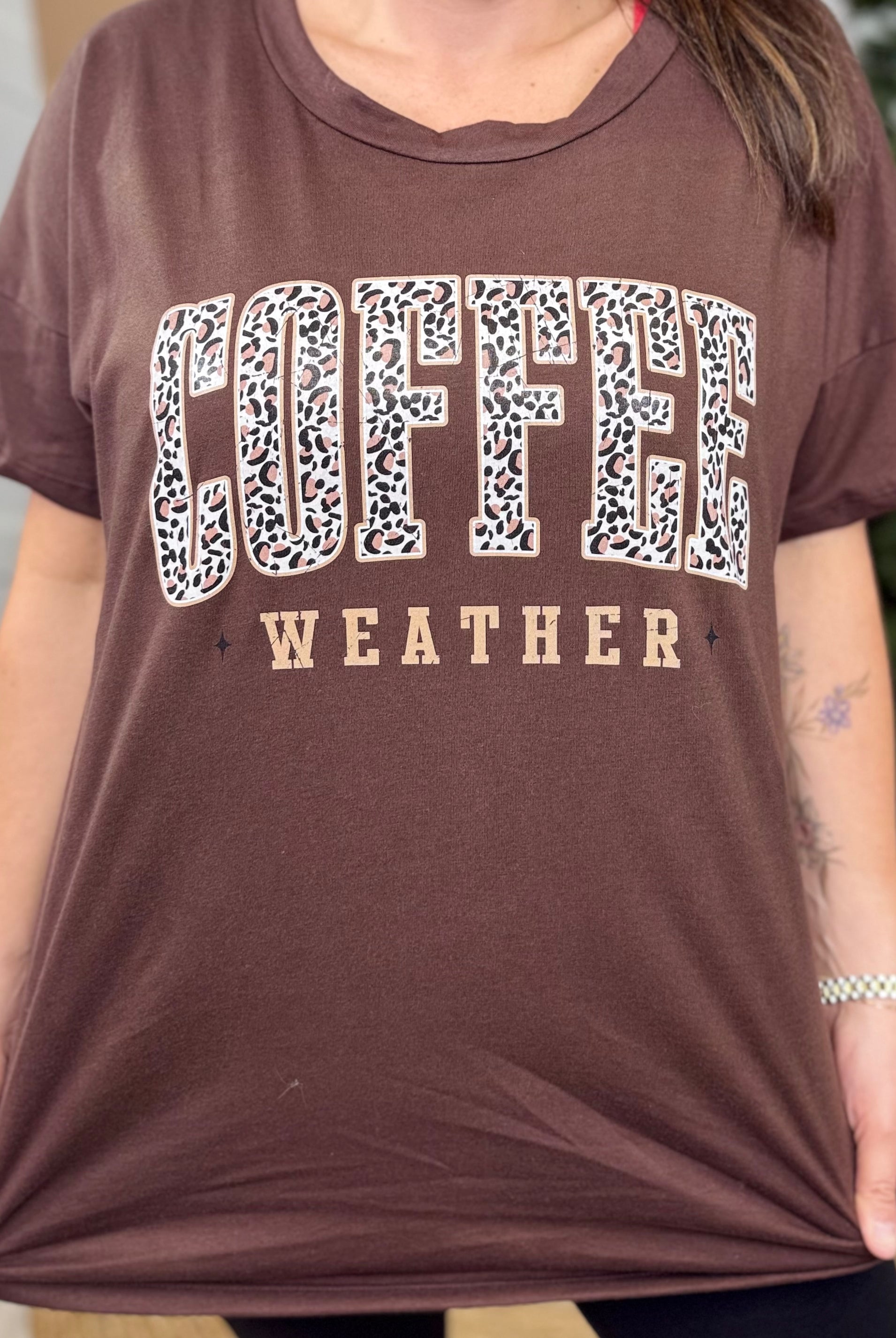 The Ex Coffee Weather Graphic Tee-130 Graphic Tees-Heathered Boho-Heathered Boho Boutique, Women's Fashion and Accessories in Palmetto, FL