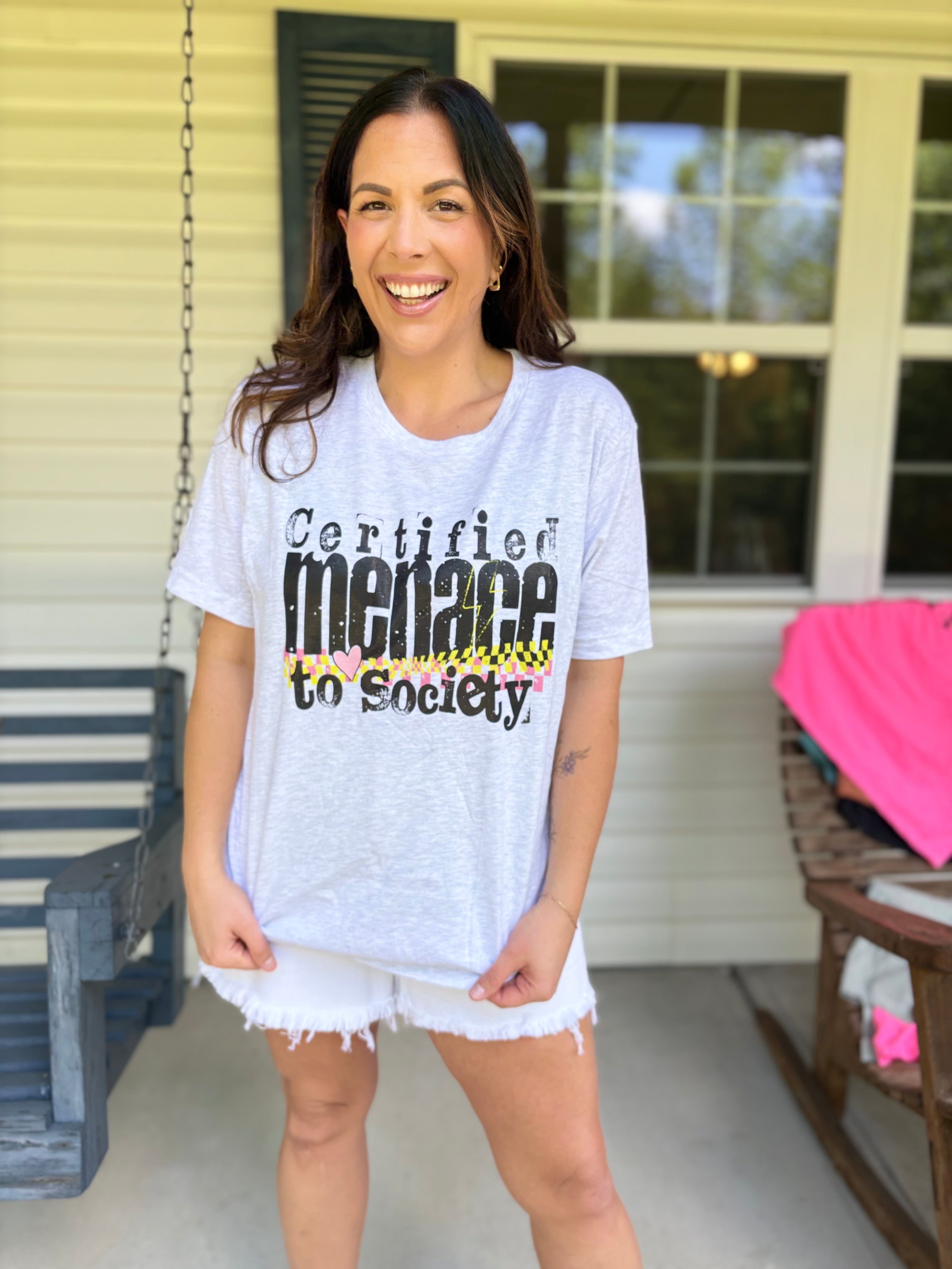 Menace to Society Graphic Tee-130 Graphic Tees-Heathered Boho-Heathered Boho Boutique, Women's Fashion and Accessories in Palmetto, FL