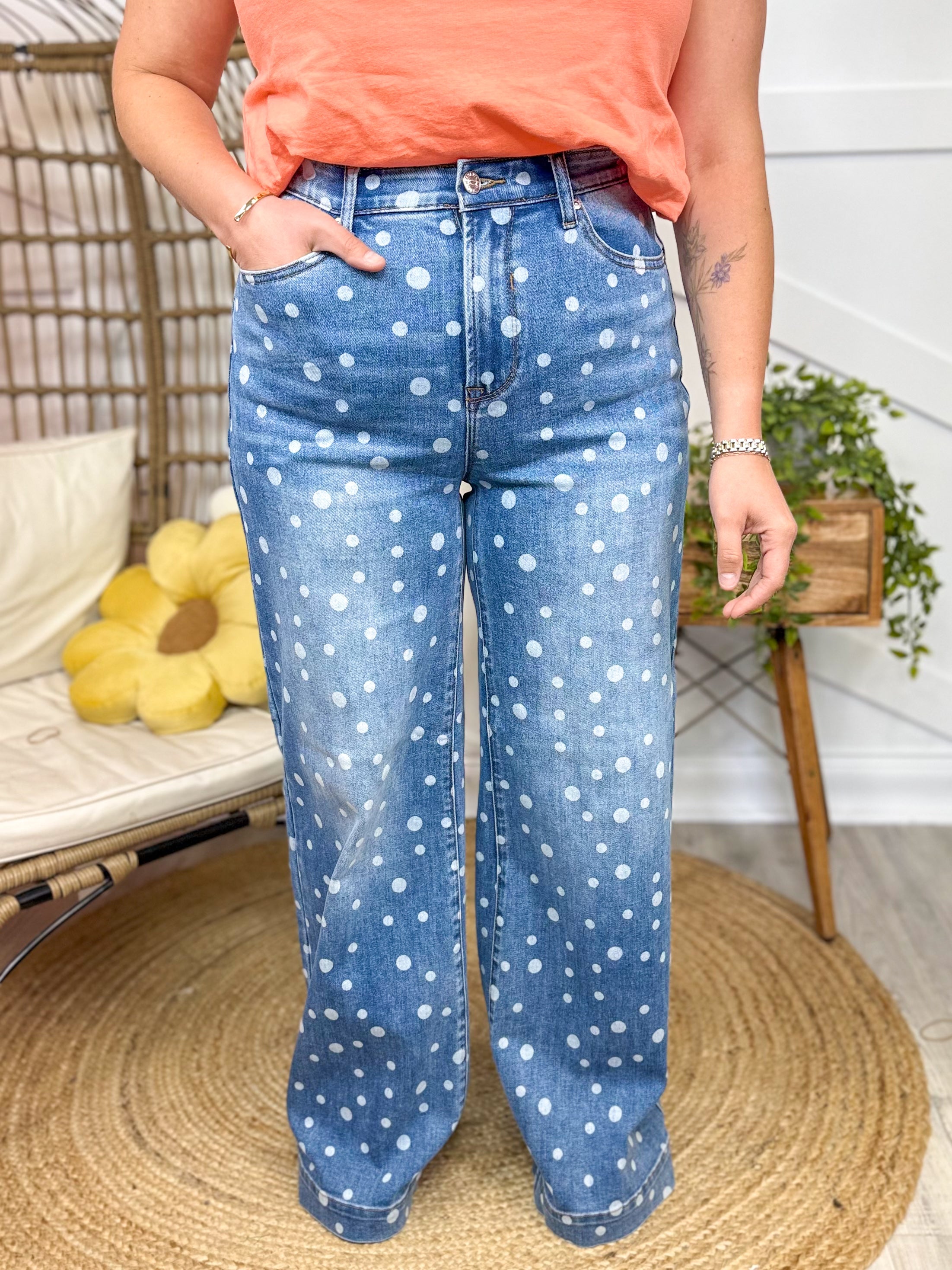 The Sweet Spot Wide Leg Tummy Control Jeans By Saige-190 JEANS-SAIGE-Heathered Boho Boutique, Women's Fashion and Accessories in Palmetto, FL