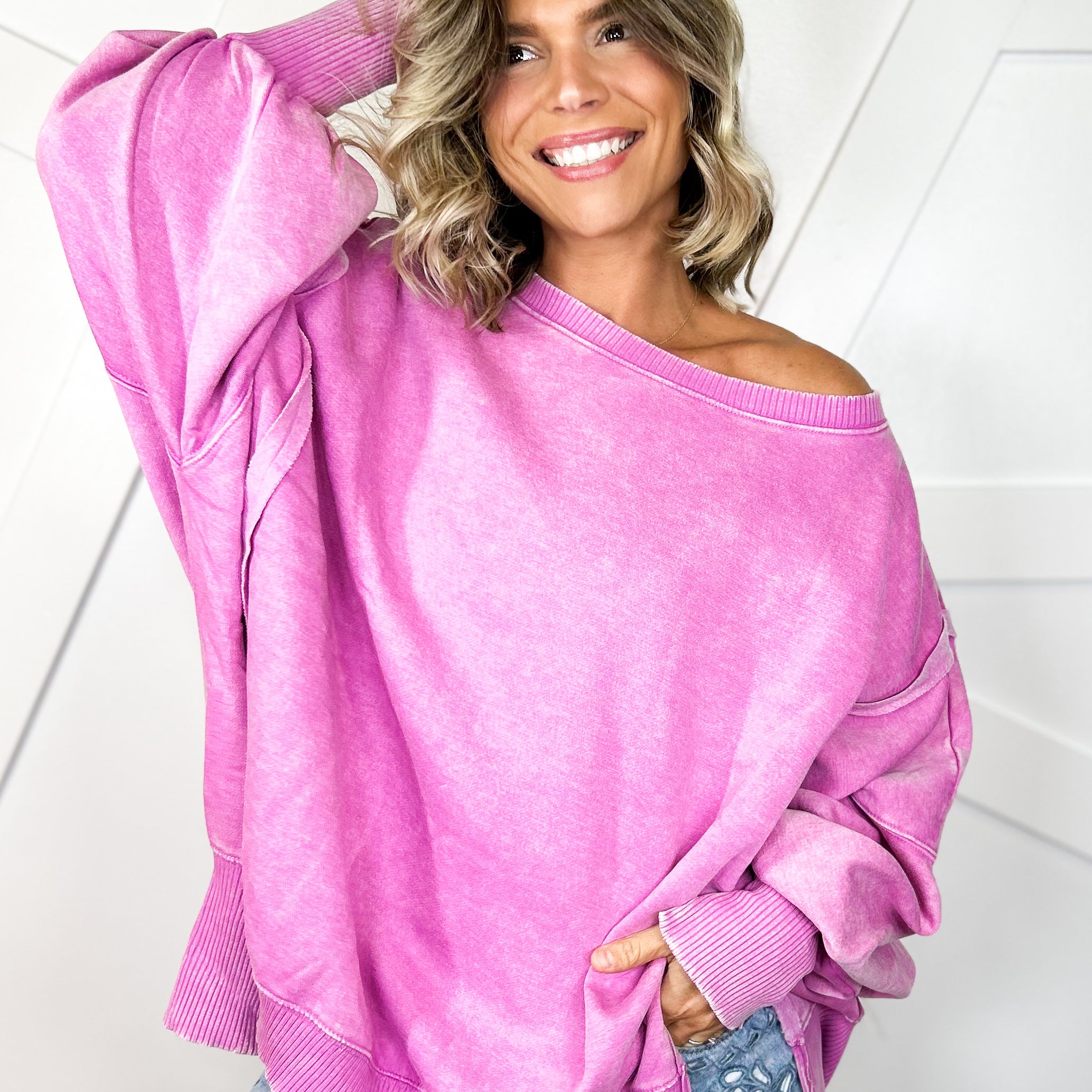 The Lived-In Luxe Pullover-125 SWEATER-ZENANA-Heathered Boho Boutique, Women's Fashion and Accessories in Palmetto, FL