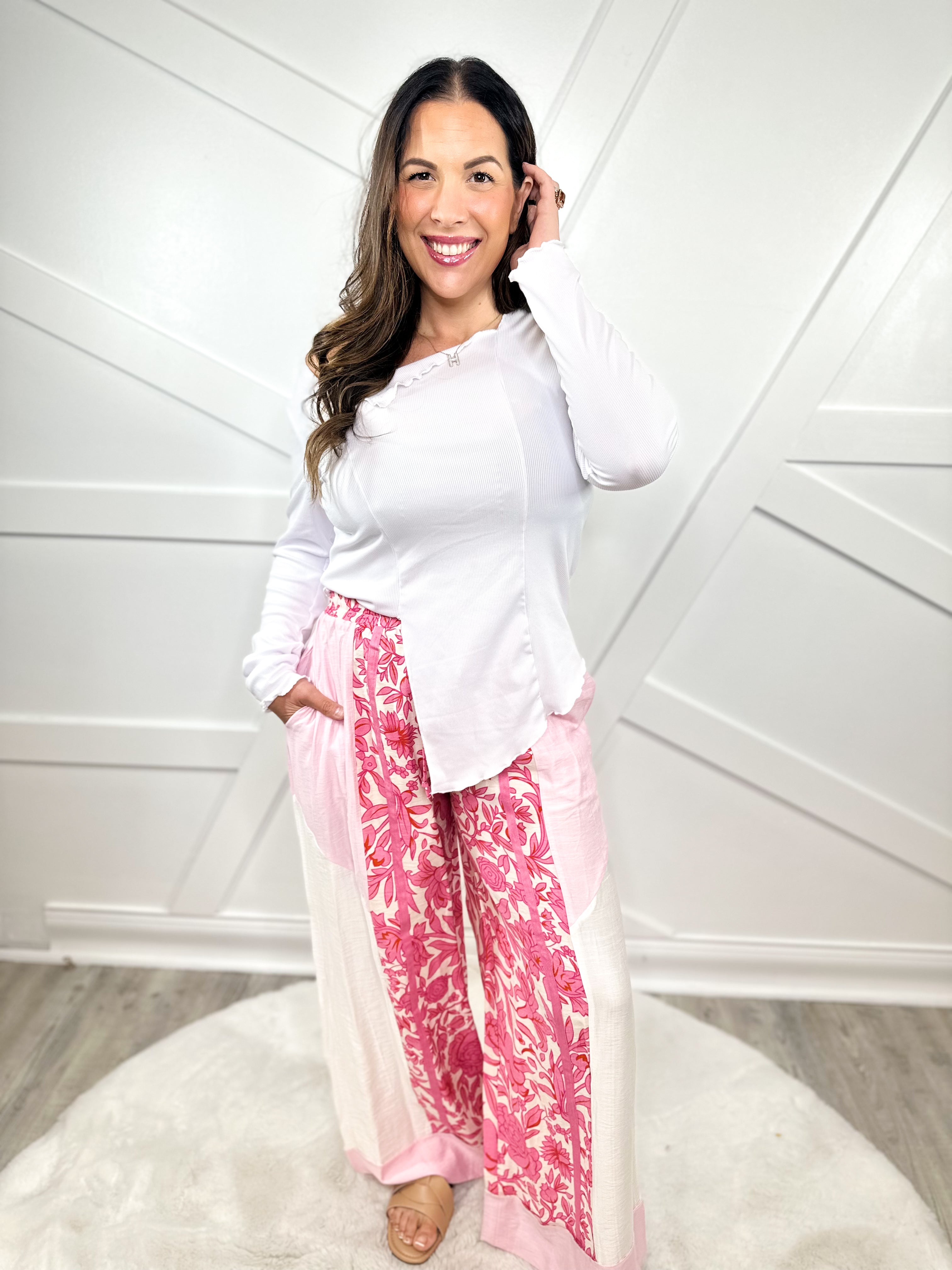 Free Spirit Asymmetrical Top- White-120 LONG SLEEVE TOPS-7TH RAY-Heathered Boho Boutique, Women's Fashion and Accessories in Palmetto, FL