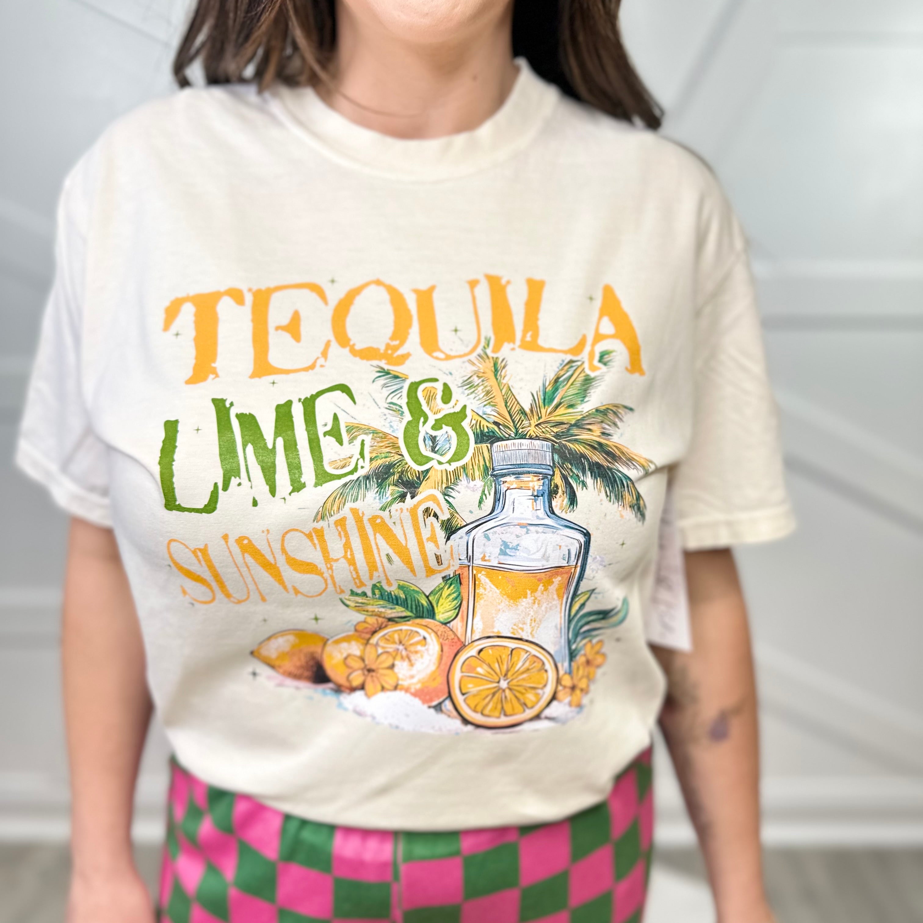 Tequila Lime & Sunshine Graphic Tee-130 Graphic Tees-Heathered Boho-Heathered Boho Boutique, Women's Fashion and Accessories in Palmetto, FL
