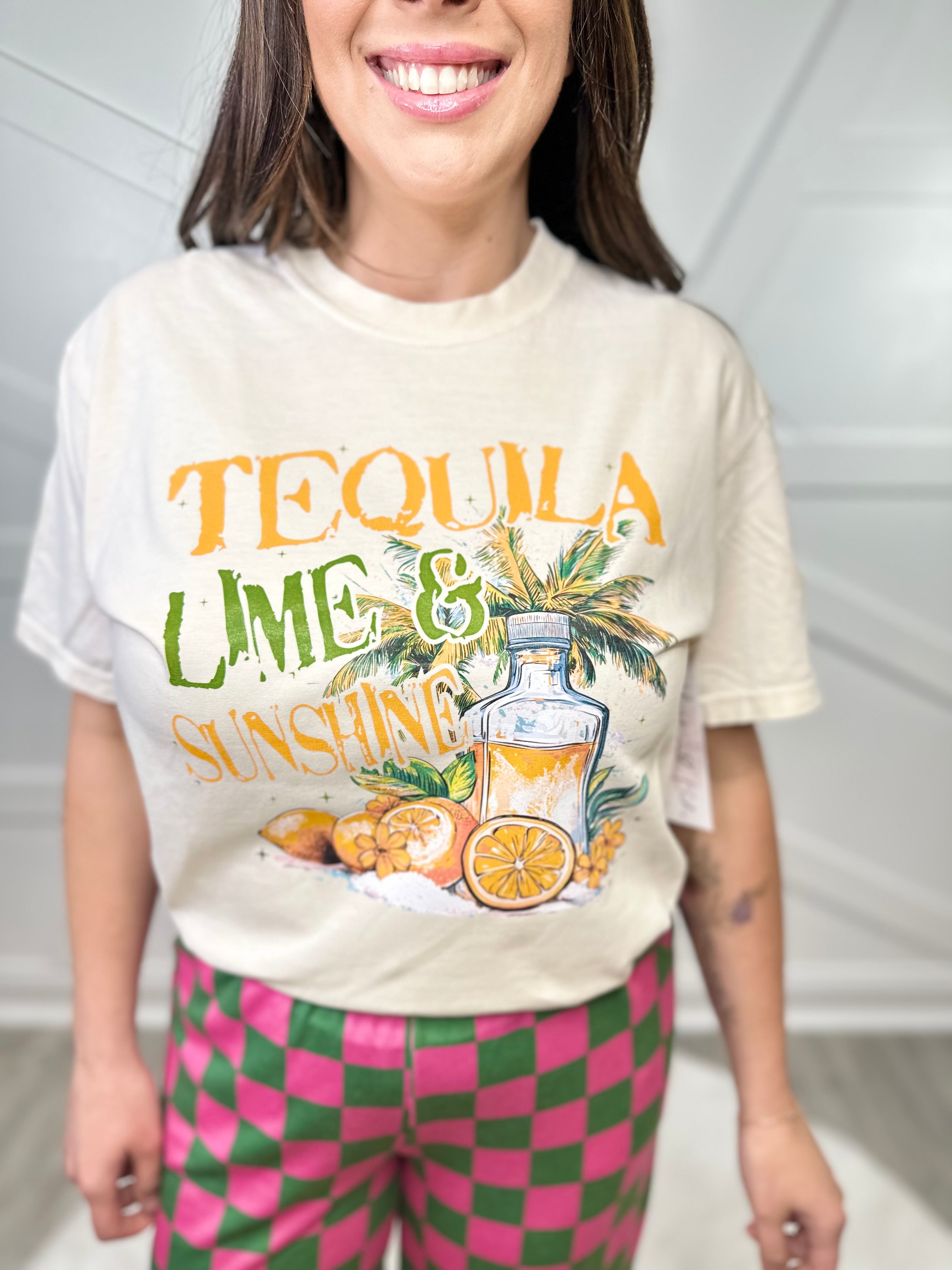 Tequila Lime & Sunshine Graphic Tee-130 Graphic Tees-Heathered Boho-Heathered Boho Boutique, Women's Fashion and Accessories in Palmetto, FL