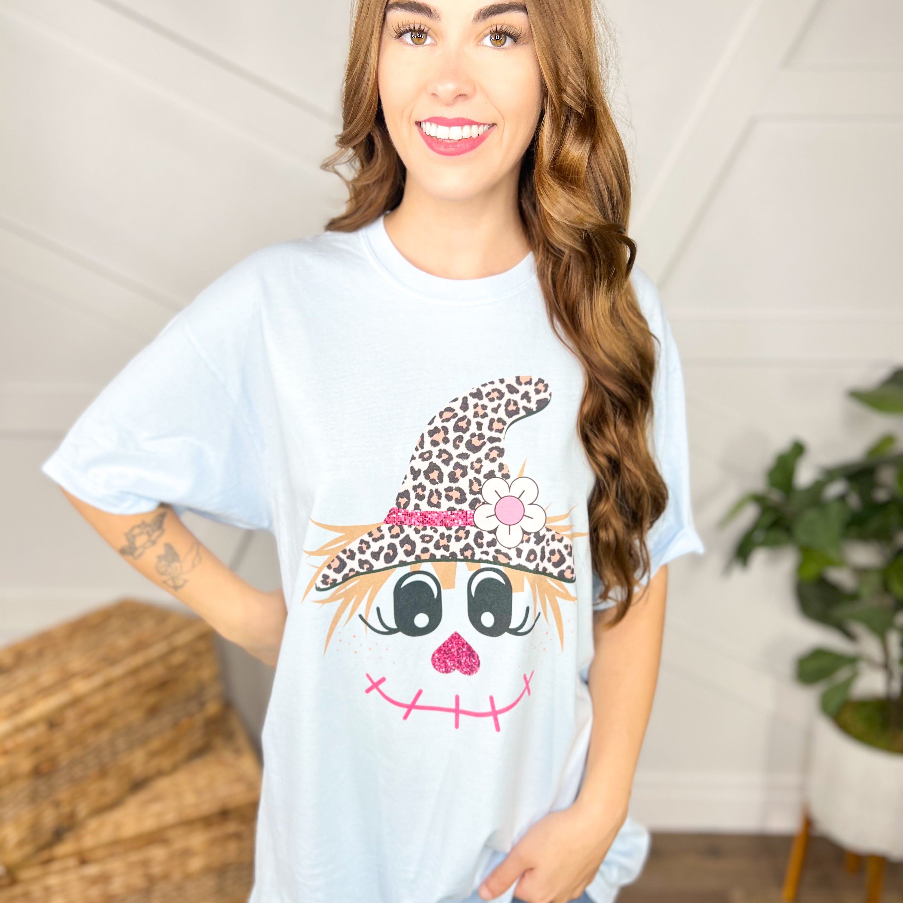 Scarecrow Graphic Tee-130 Graphic Tees-Heathered Boho-Heathered Boho Boutique, Women's Fashion and Accessories in Palmetto, FL