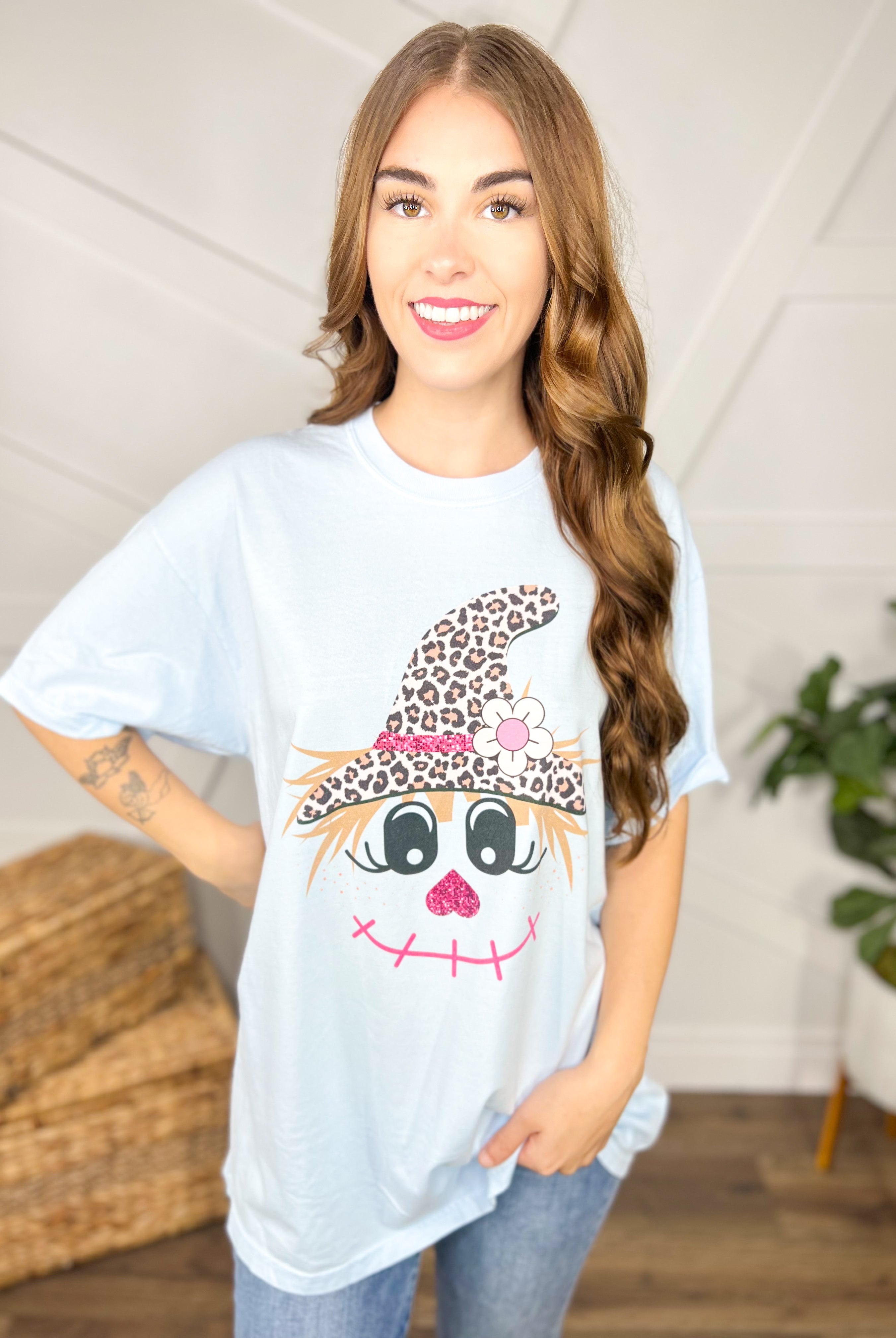 Scarecrow Graphic Tee-130 Graphic Tees-Heathered Boho-Heathered Boho Boutique, Women's Fashion and Accessories in Palmetto, FL