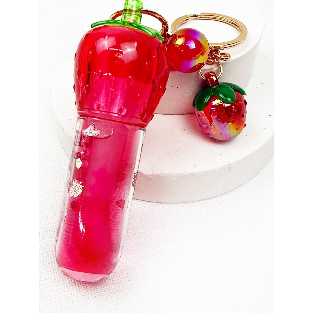 Strawberry Charm Keychain Lip Gloss Set-340 Other Accessories-Love and Repeat-Heathered Boho Boutique, Women's Fashion and Accessories in Palmetto, FL