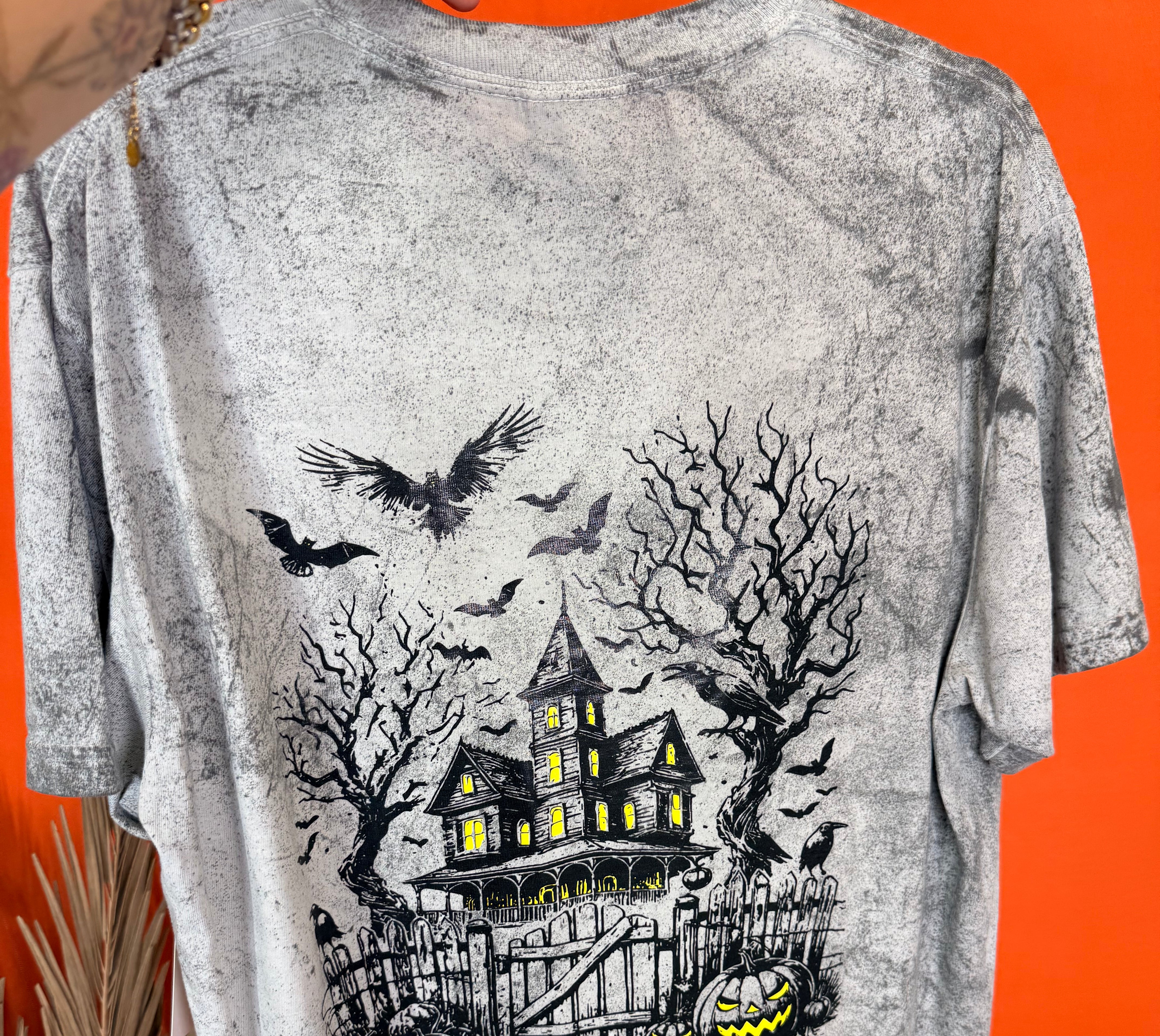 Uncle John's Haunted House Graphic Tee-130 Graphic Tees-Heathered Boho-Heathered Boho Boutique, Women's Fashion and Accessories in Palmetto, FL