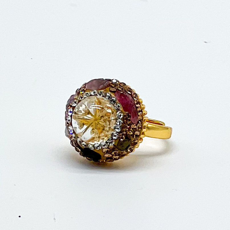 Dried Flower Rhinestone Ring-310 Jewelry-NIHAO JEWELRY-Heathered Boho Boutique, Women's Fashion and Accessories in Palmetto, FL