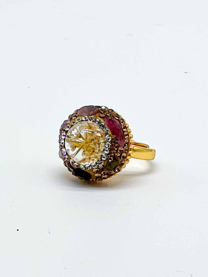 Dried Flower Rhinestone Ring-310 Jewelry-NIHAO JEWELRY-Heathered Boho Boutique, Women's Fashion and Accessories in Palmetto, FL