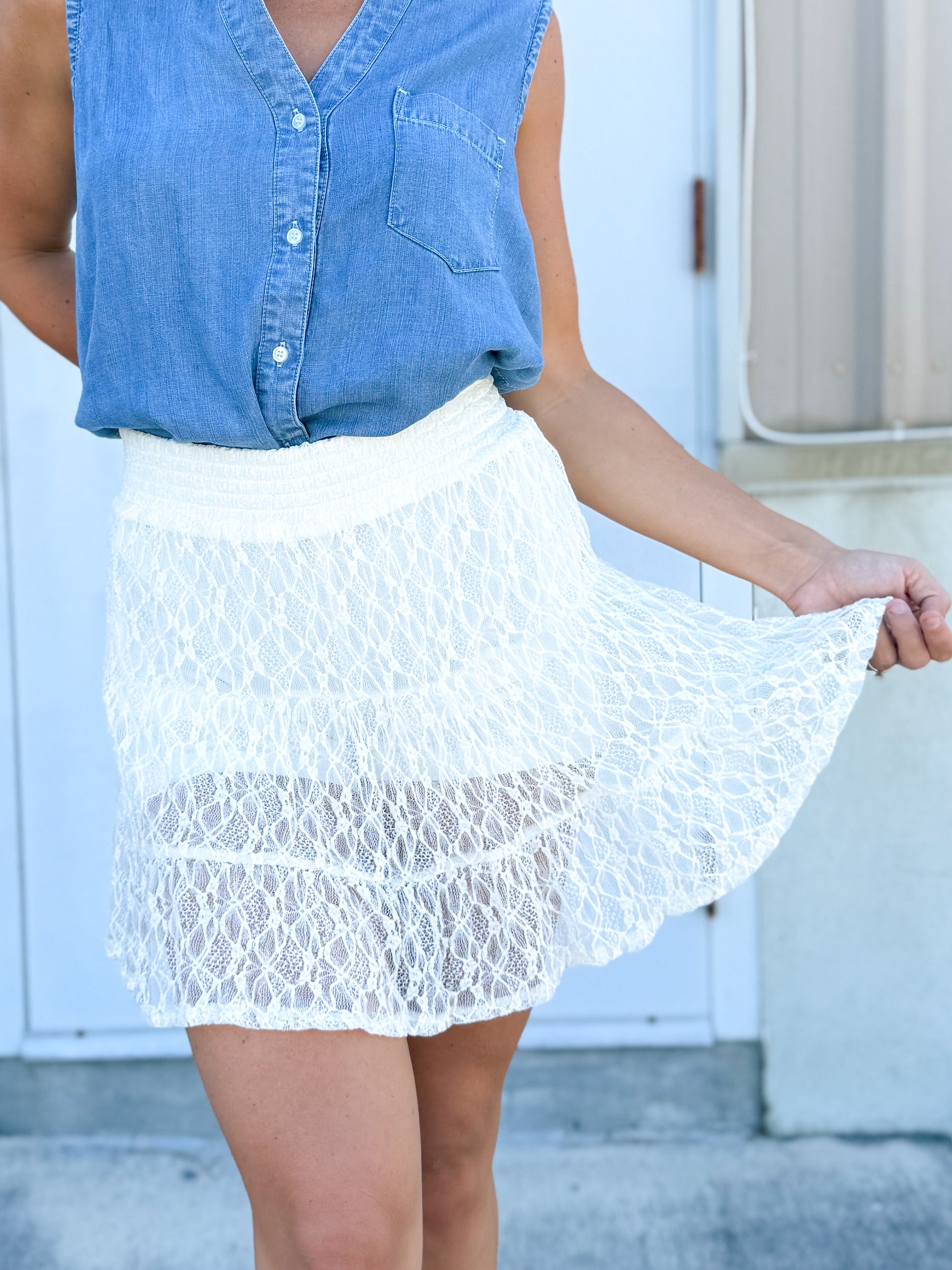 Liberty Lace Skort-170 SKORTS/SKIRTS-SOUTHERN GRACE-Heathered Boho Boutique, Women's Fashion and Accessories in Palmetto, FL