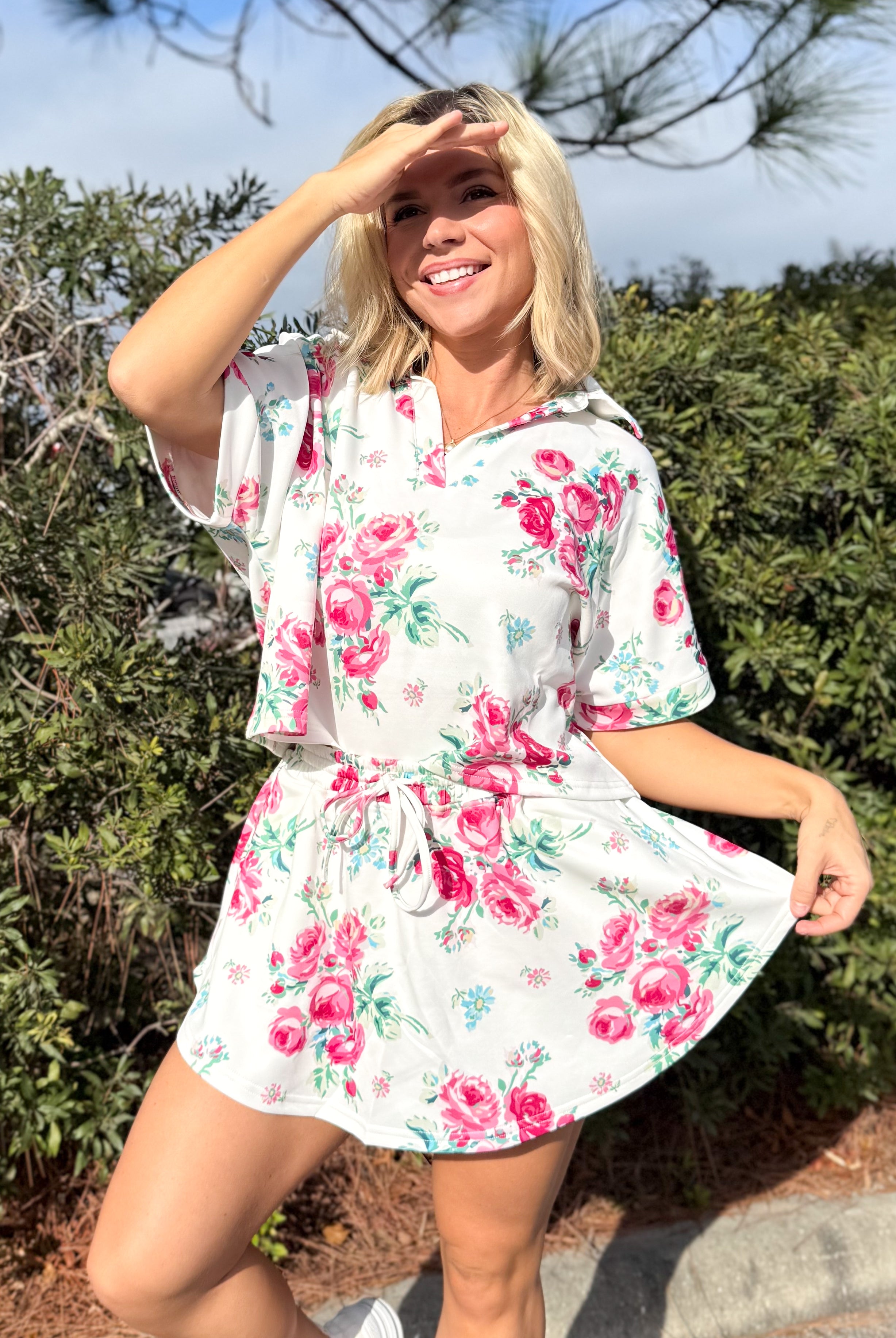 DOORBUSTER: Hot to Spot Floral Skirt Set-240 ACTIVEWEAR/SETS-Blakeley-Heathered Boho Boutique, Women's Fashion and Accessories in Palmetto, FL