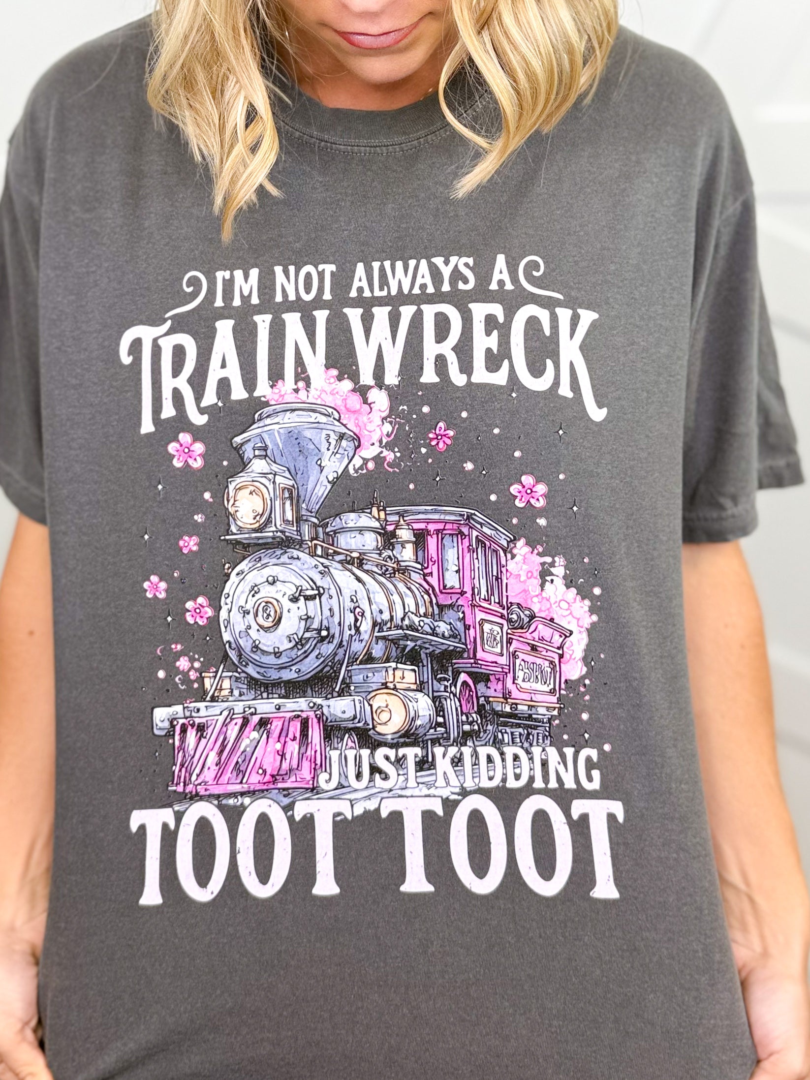 Not Always A Train Wreck Graphic Tee-Pepper-130 Graphic Tees-Heathered Boho-Heathered Boho Boutique, Women's Fashion and Accessories in Palmetto, FL
