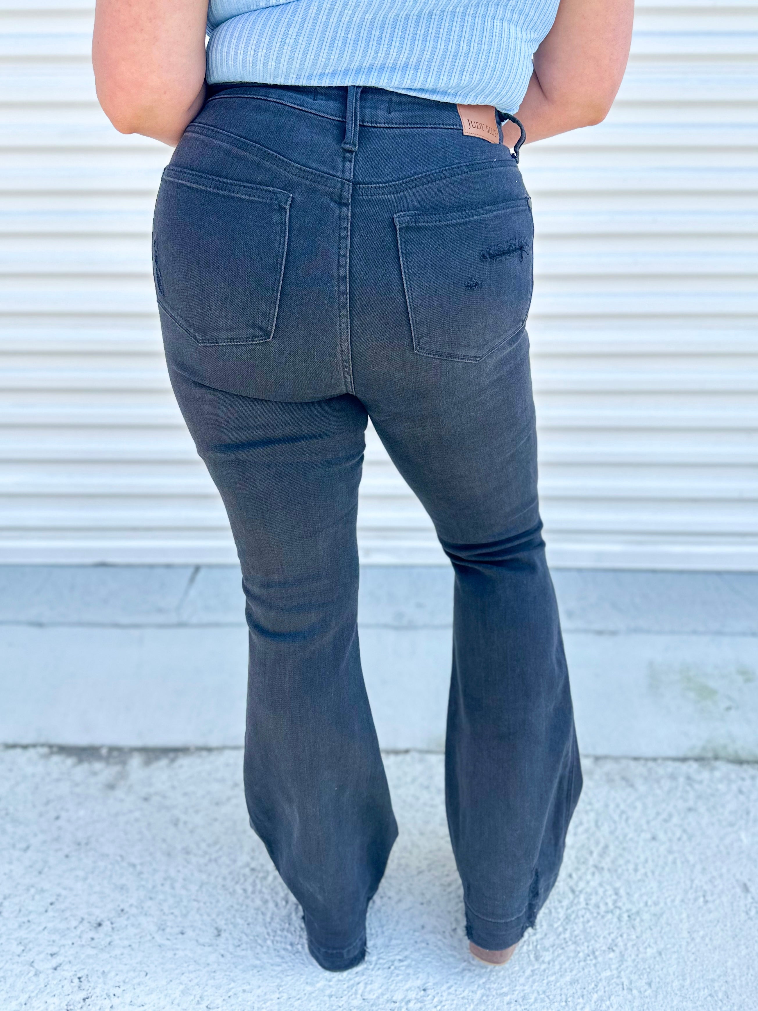 Slaying It Tummy Control Flare by Judy Blue-190 Jeans-Judy Blue-Heathered Boho Boutique, Women's Fashion and Accessories in Palmetto, FL