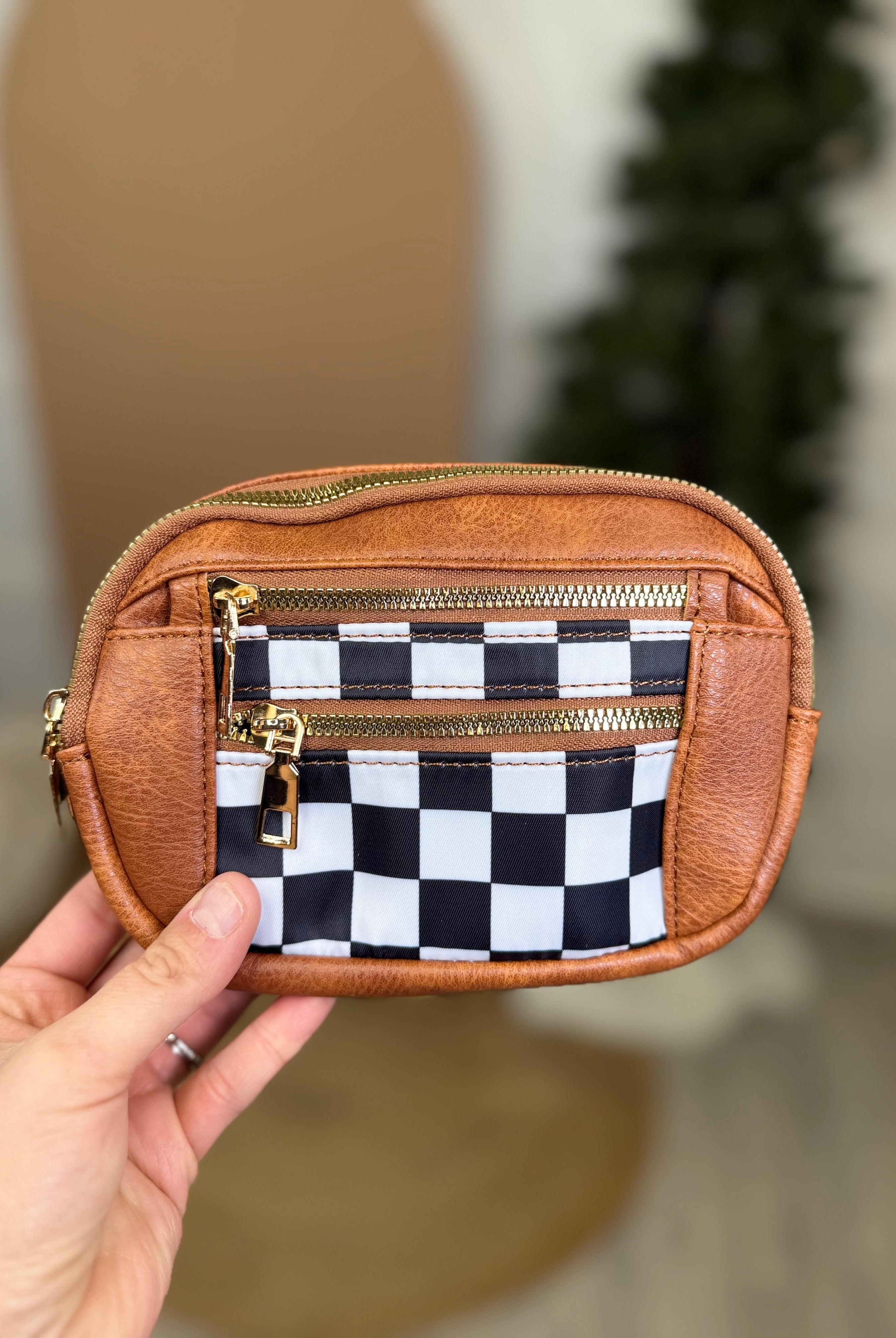 Checkered Vibes Everyday Wristlet-320 Bags-Heathered Boho-Heathered Boho Boutique, Women's Fashion and Accessories in Palmetto, FL