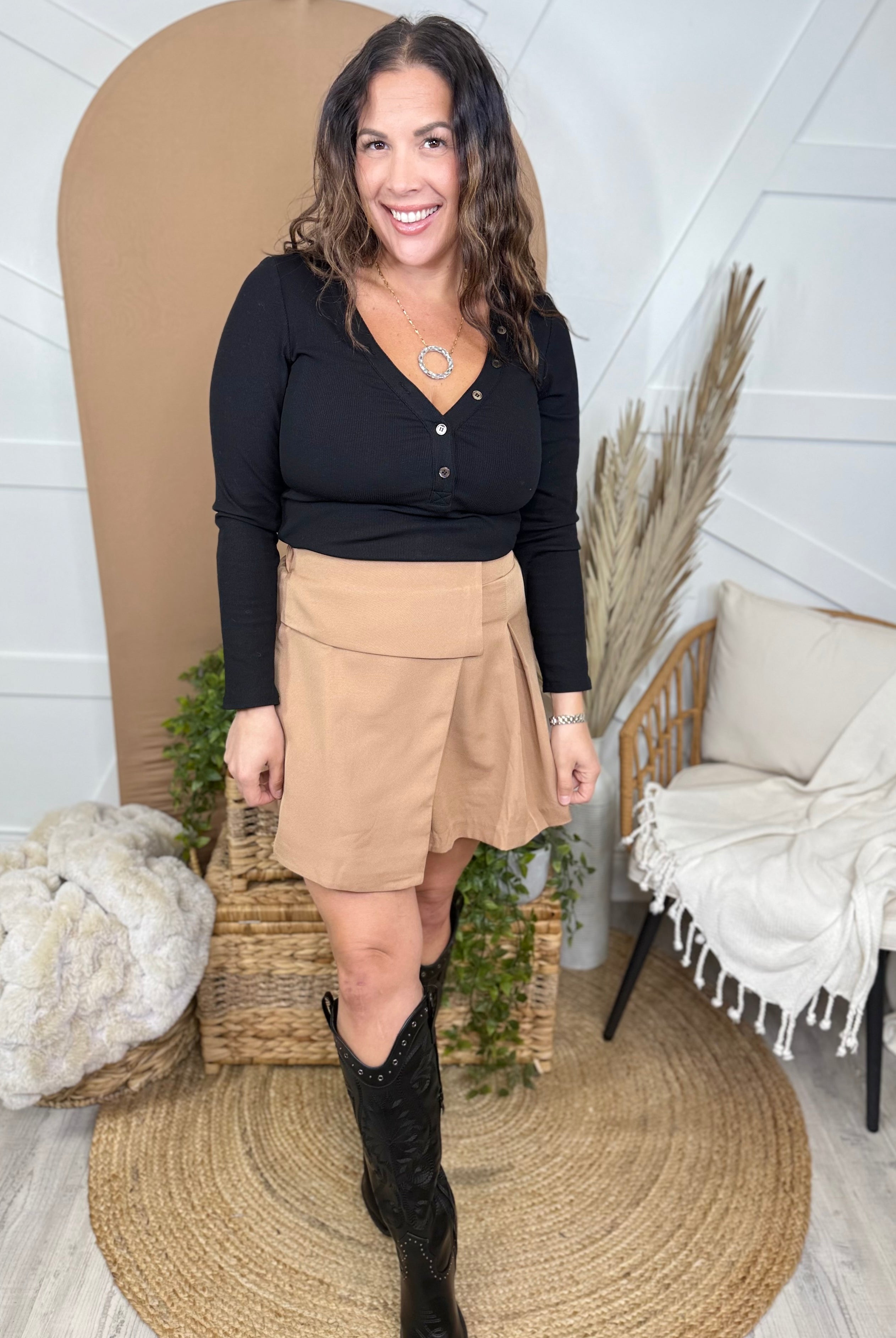 BLACK FRIDAY: Well Mannered Skort-170 Skort/ Skirt-White Birch-Heathered Boho Boutique, Women's Fashion and Accessories in Palmetto, FL