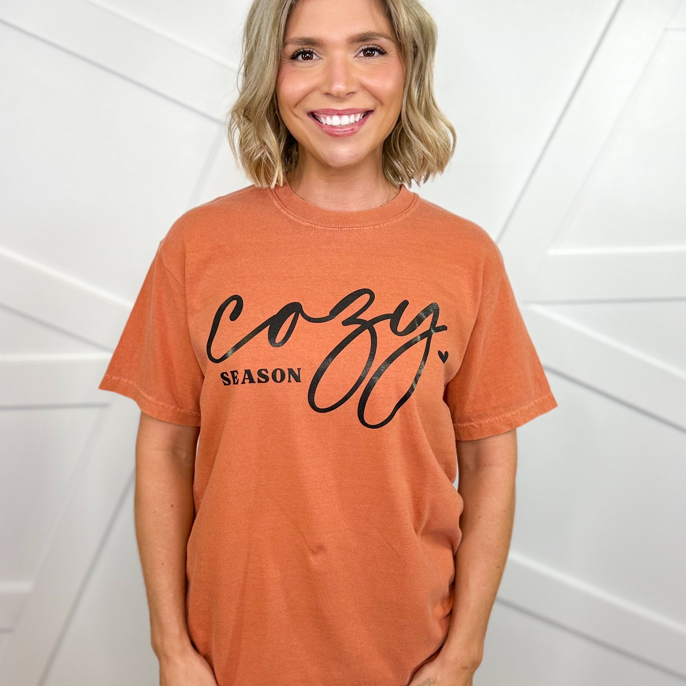 Cursive Cozy Season Graphic Tee - Yam-130 Graphic Tees-Heathered Boho-Heathered Boho Boutique, Women's Fashion and Accessories in Palmetto, FL