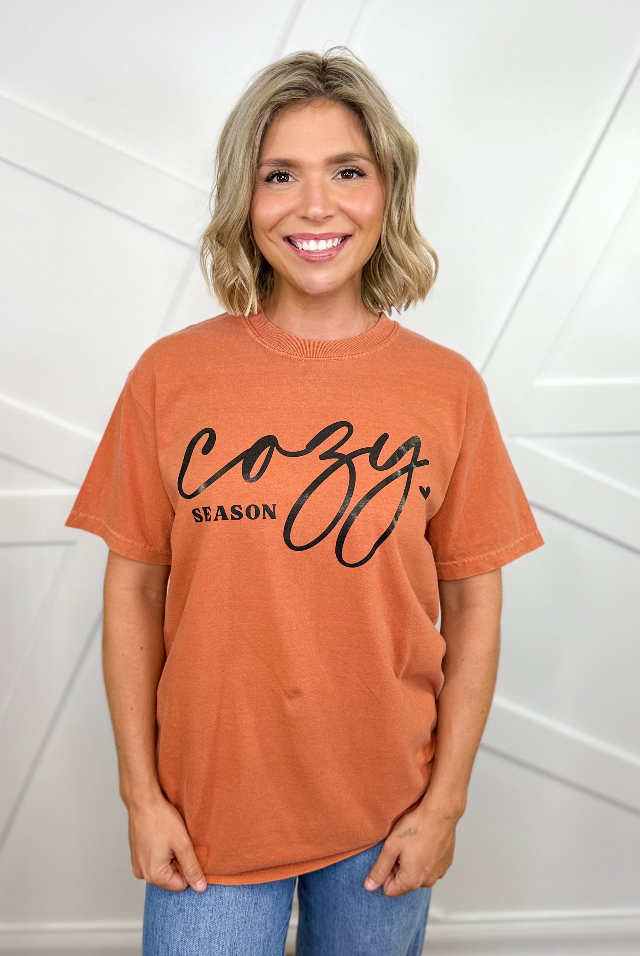 Cursive Cozy Season Graphic Tee - Yam-130 Graphic Tees-Heathered Boho-Heathered Boho Boutique, Women's Fashion and Accessories in Palmetto, FL