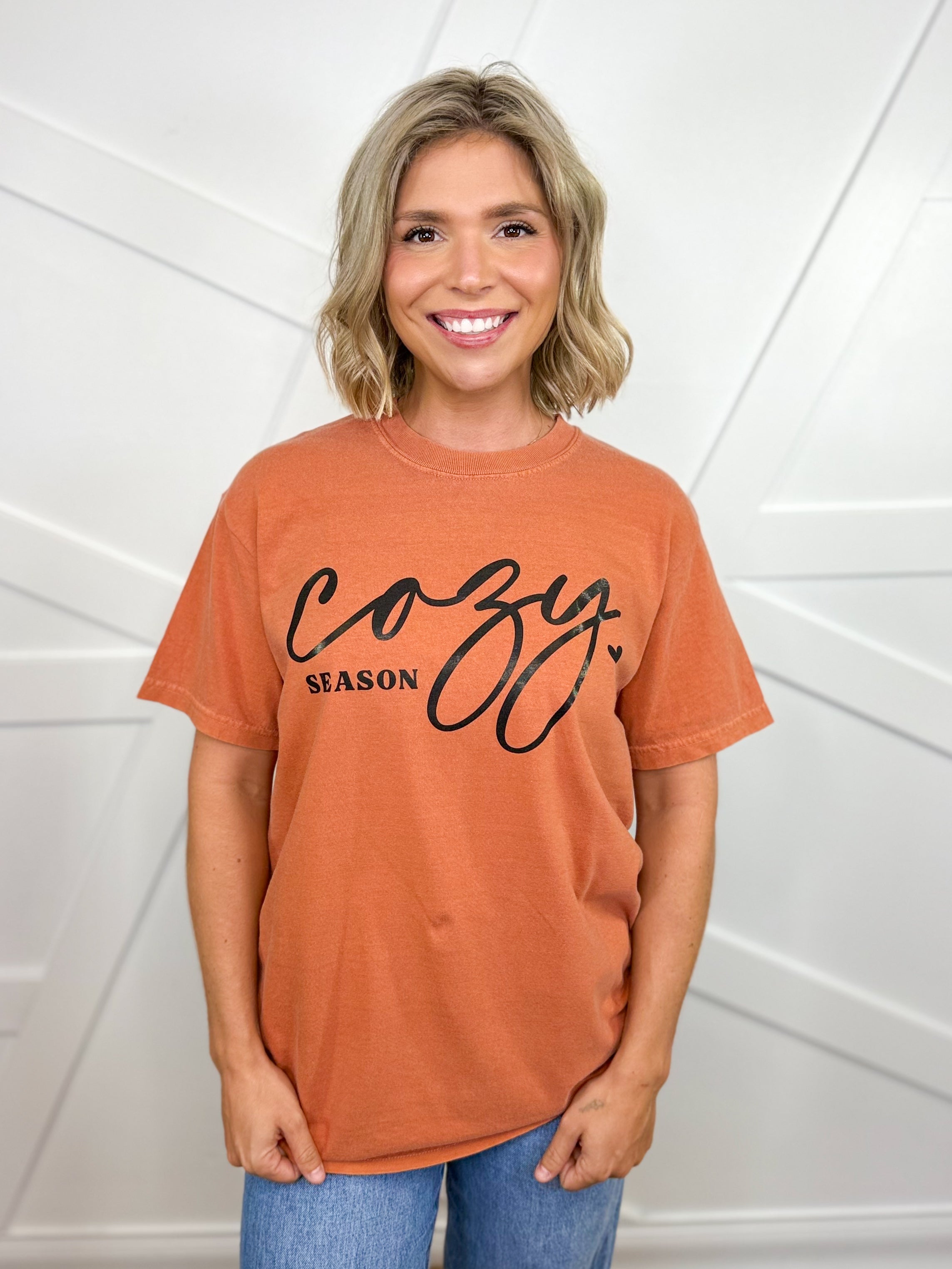 Cursive Cozy Season Graphic Tee - Yam-130 Graphic Tees-Heathered Boho-Heathered Boho Boutique, Women's Fashion and Accessories in Palmetto, FL