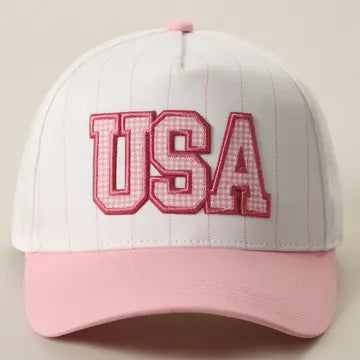 USA Pinstripe Trucker Hat-330 Headwear-Fashion City-Heathered Boho Boutique, Women's Fashion and Accessories in Palmetto, FL