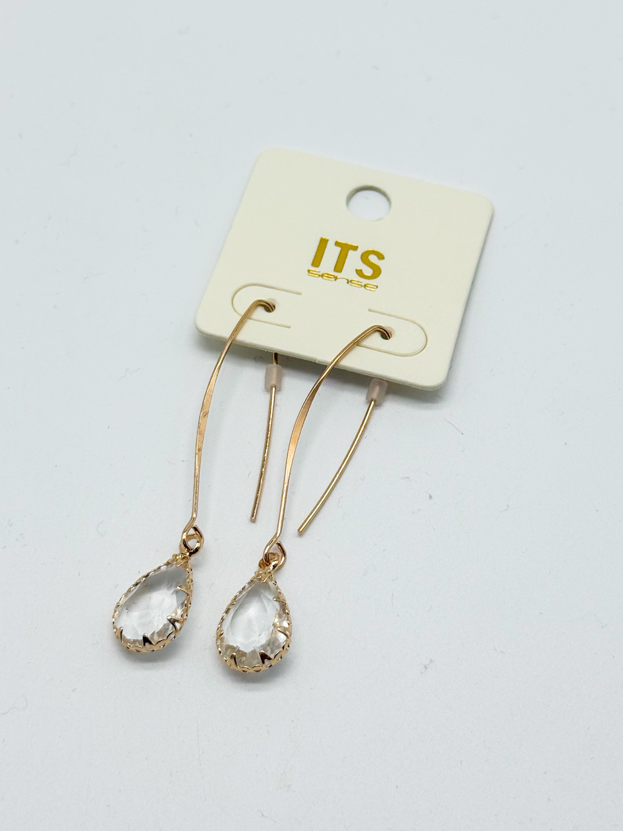 Glass Teardrop Long Earrings-310 Jewelry-RNK Jewelry-Heathered Boho Boutique, Women's Fashion and Accessories in Palmetto, FL