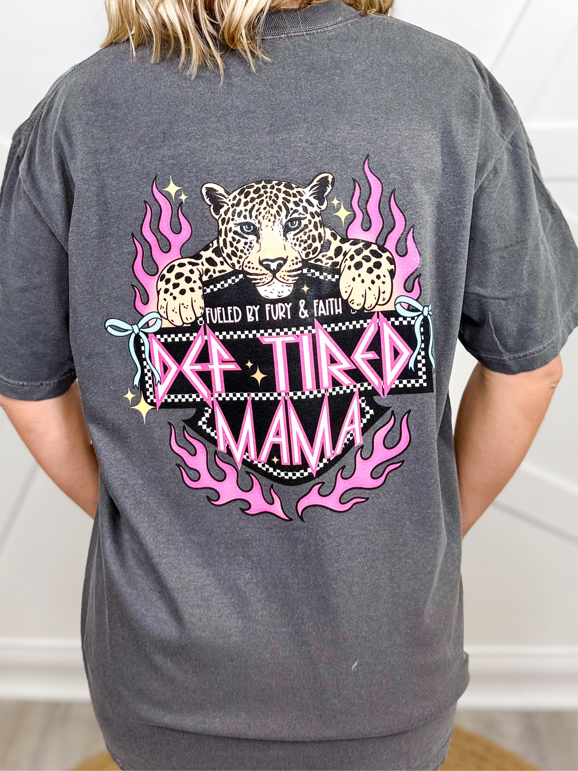 Def Tired Mama w/ pocket Graphic Tee-Pepper-130 Graphic Tees-Heathered Boho-Heathered Boho Boutique, Women's Fashion and Accessories in Palmetto, FL