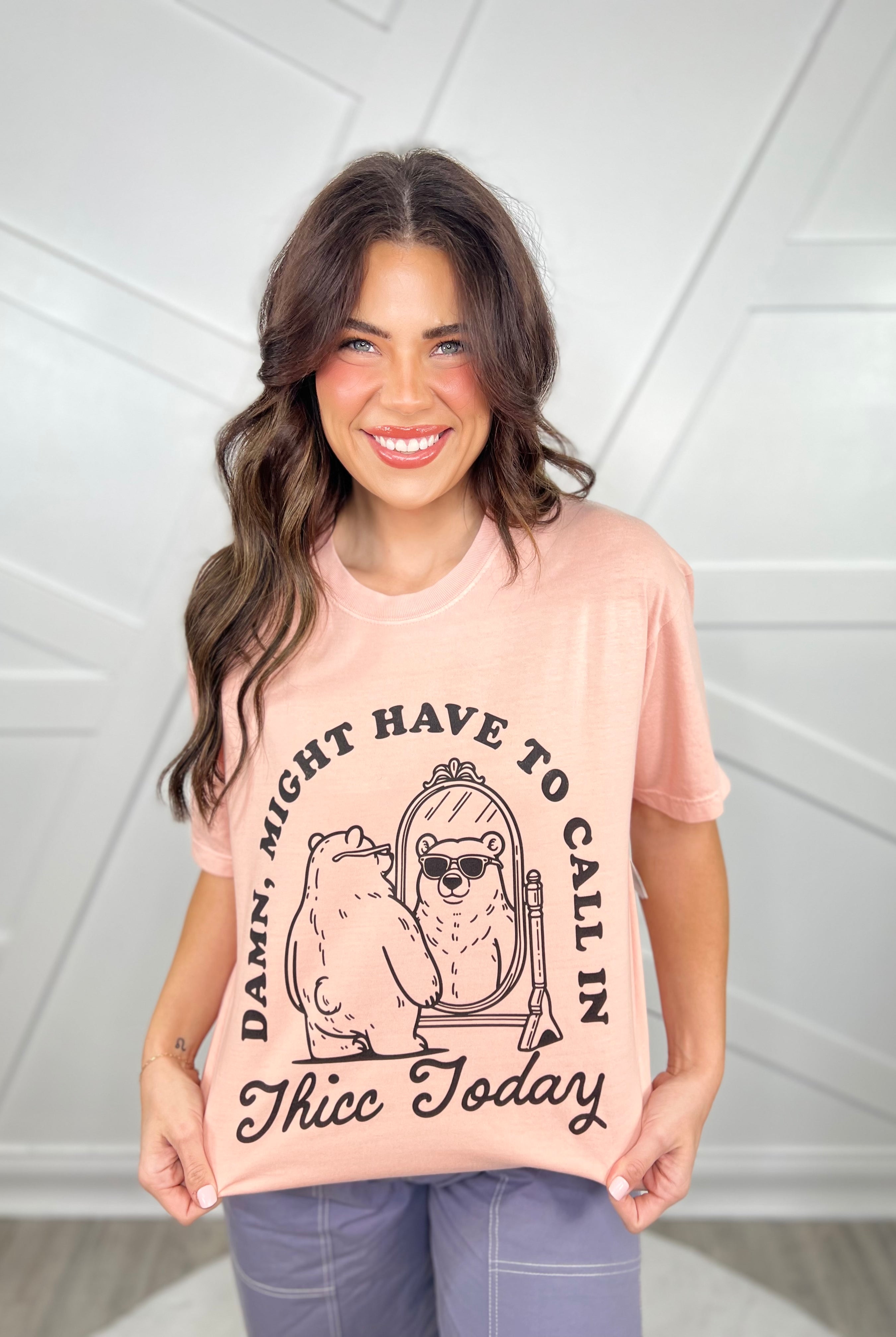 Might Call In Thicc Graphic Tee-130 Graphic Tees-Heathered Boho-Heathered Boho Boutique, Women's Fashion and Accessories in Palmetto, FL