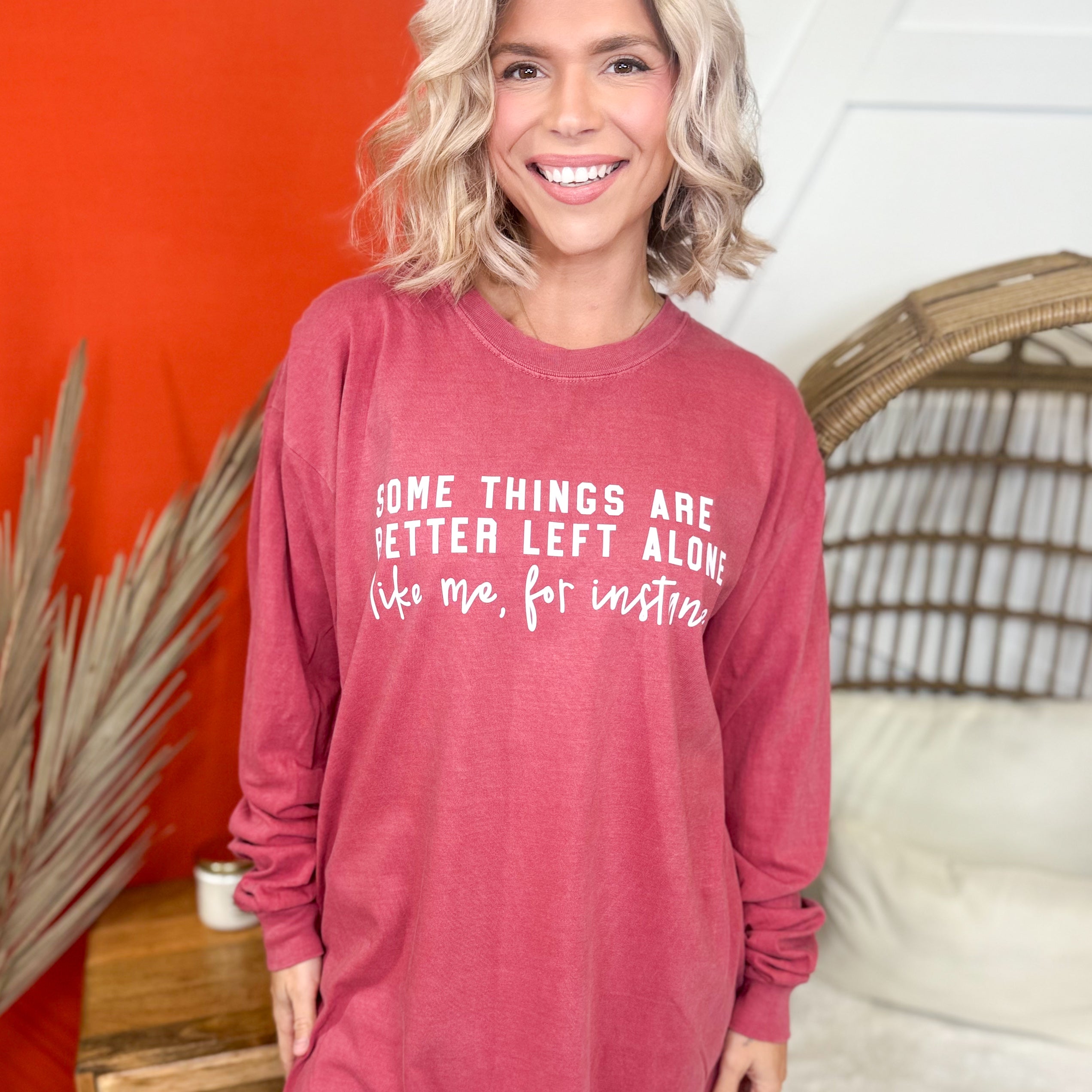 Some Things Are Better Graphic Long Sleeve-130 Graphic Tees-Heathered Boho-Heathered Boho Boutique, Women's Fashion and Accessories in Palmetto, FL