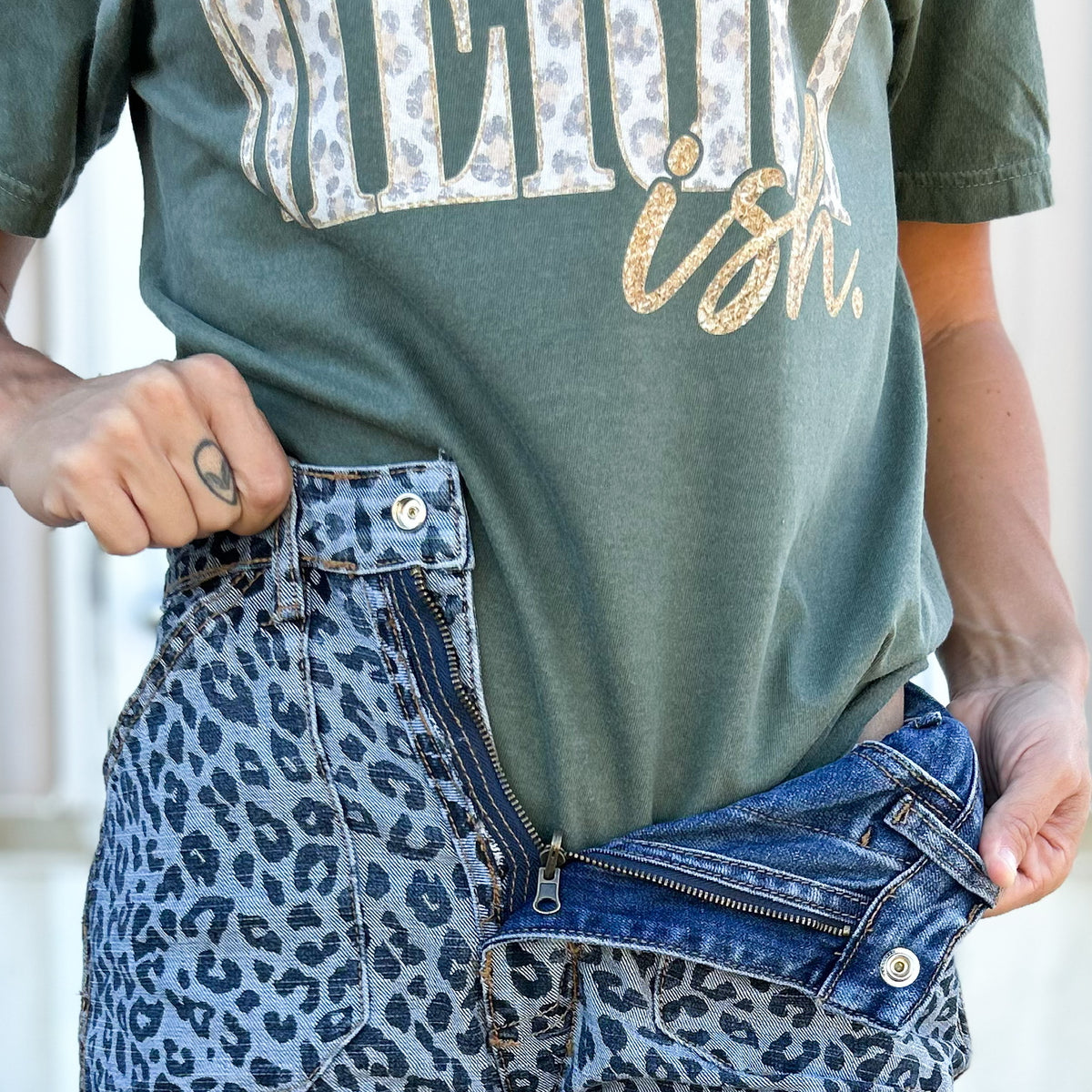 Leopard Personality Reversible Barrel Jeans by Saige-190 JEANS-SAIGE DENIM-Heathered Boho Boutique, Women's Fashion and Accessories in Palmetto, FL