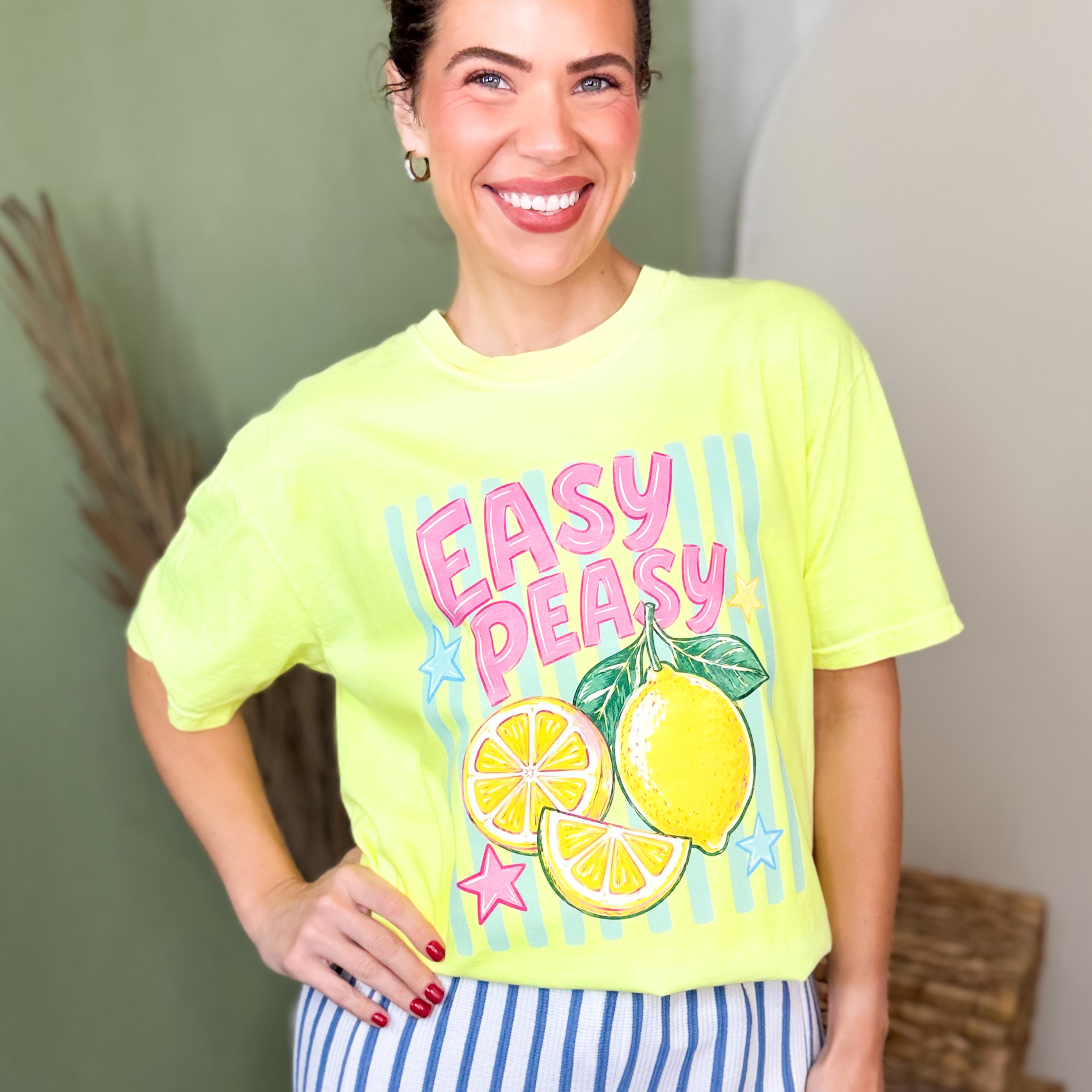 Easy Peasy Graphic Tee-130 GRAPHIC TEE-Heathered Boho-Heathered Boho Boutique, Women's Fashion and Accessories in Palmetto, FL