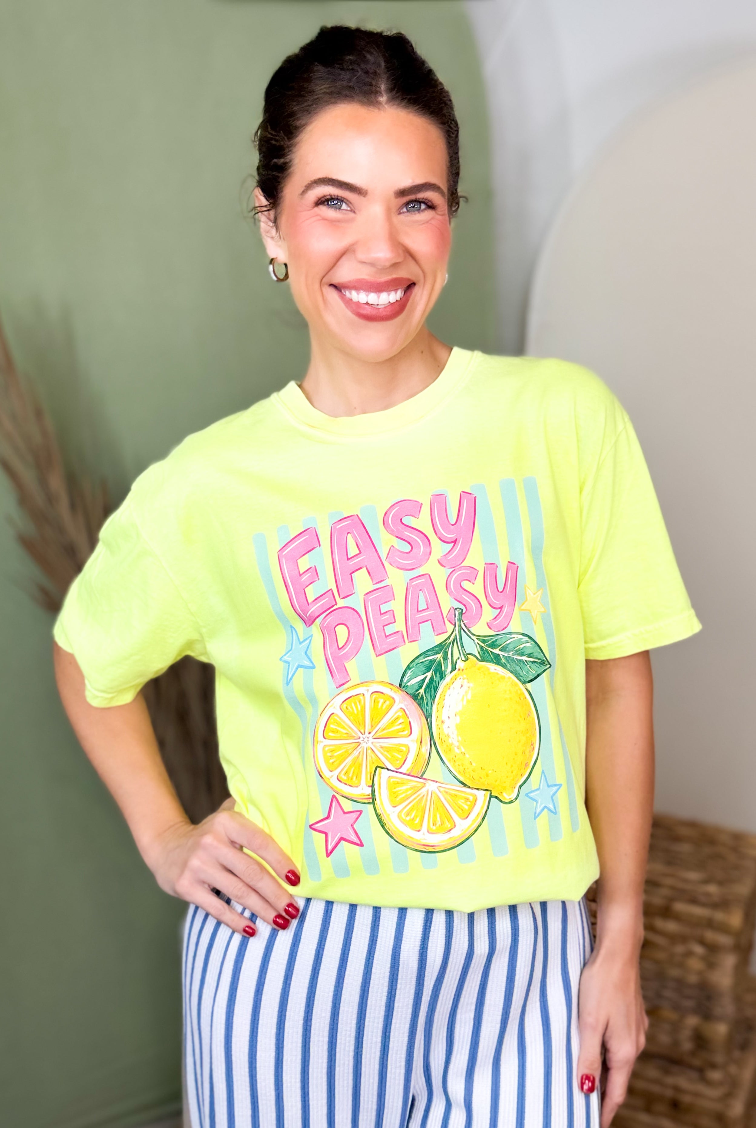Easy Peasy Graphic Tee-130 GRAPHIC TEE-Heathered Boho-Heathered Boho Boutique, Women's Fashion and Accessories in Palmetto, FL