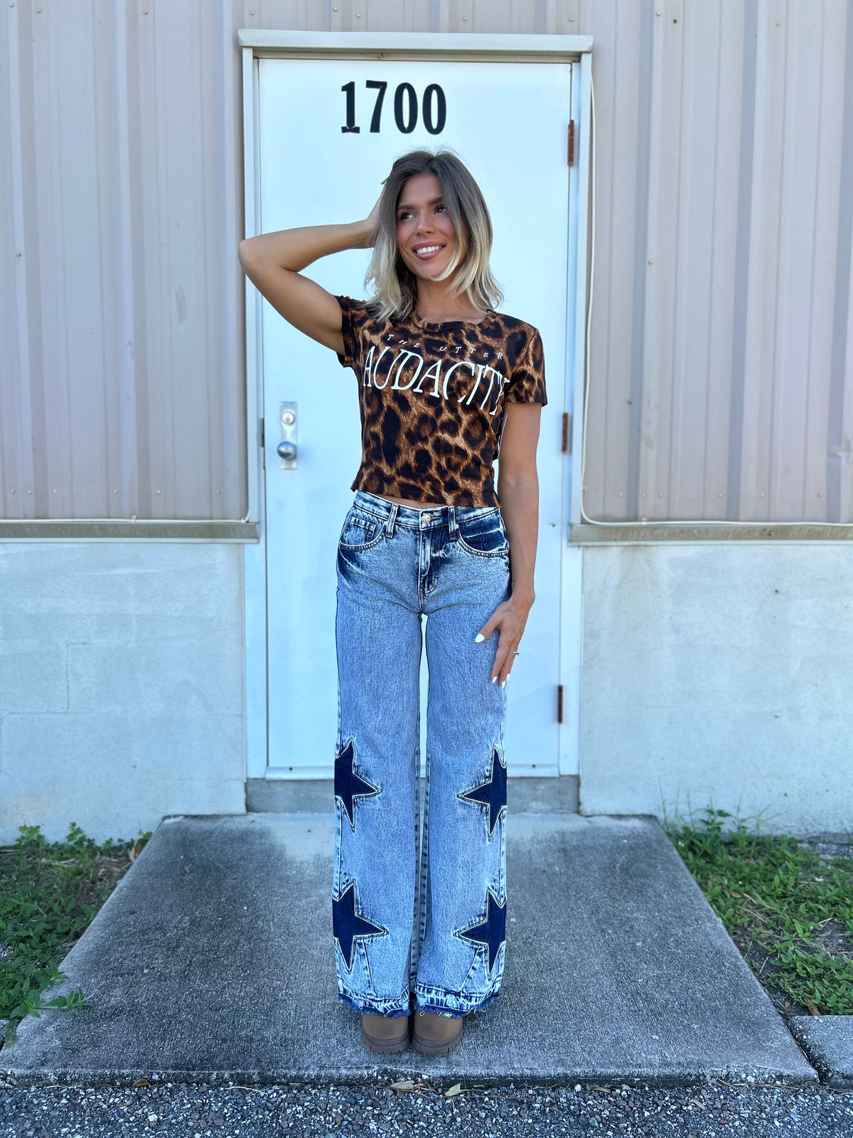 Starstruck Wide Leg Jeans By Saige-190 JEANS-SAIGE DENIM-Heathered Boho Boutique, Women's Fashion and Accessories in Palmetto, FL