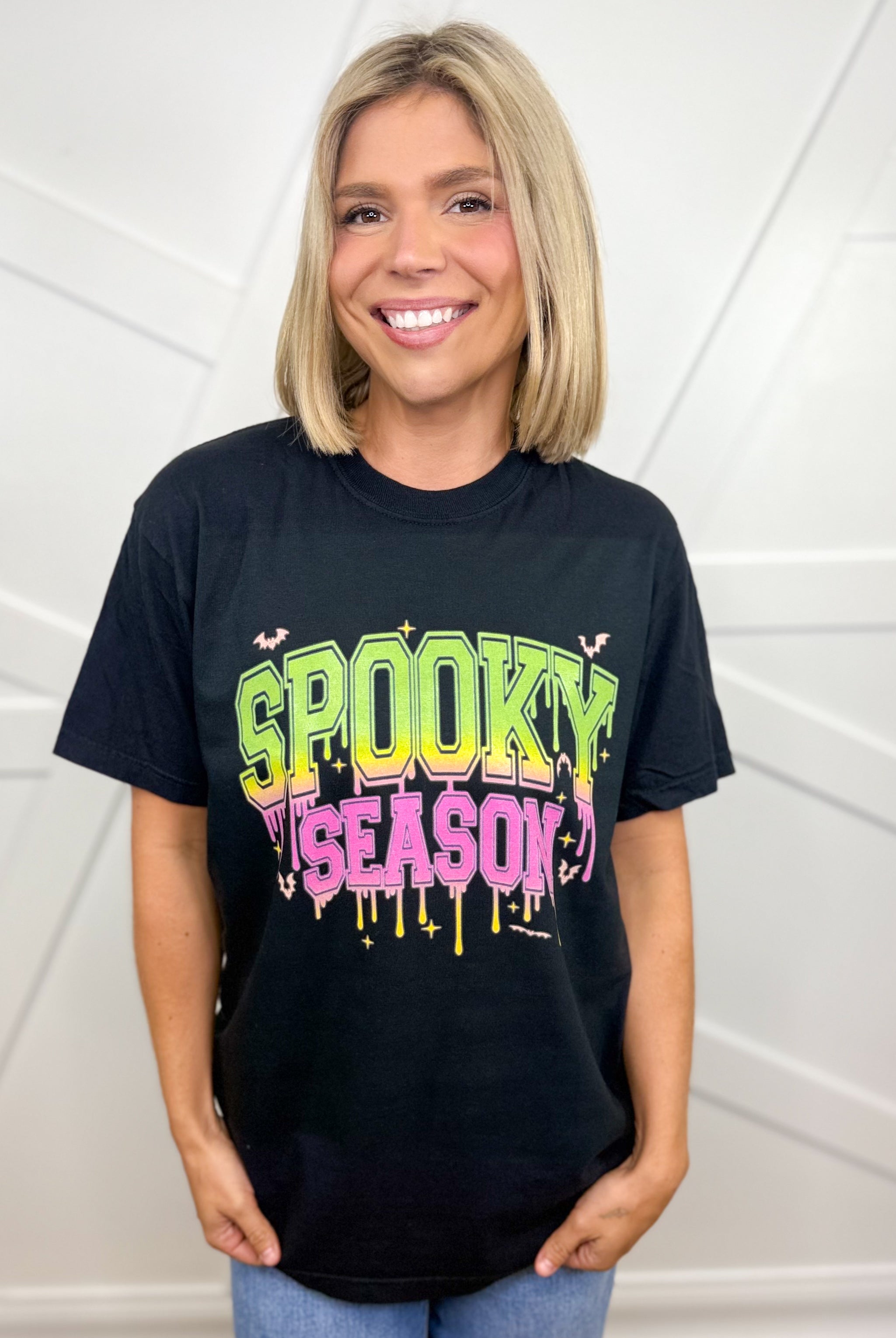 Spooky Season Graphic Tee-130 Graphic Tees-Heathered Boho-Heathered Boho Boutique, Women's Fashion and Accessories in Palmetto, FL