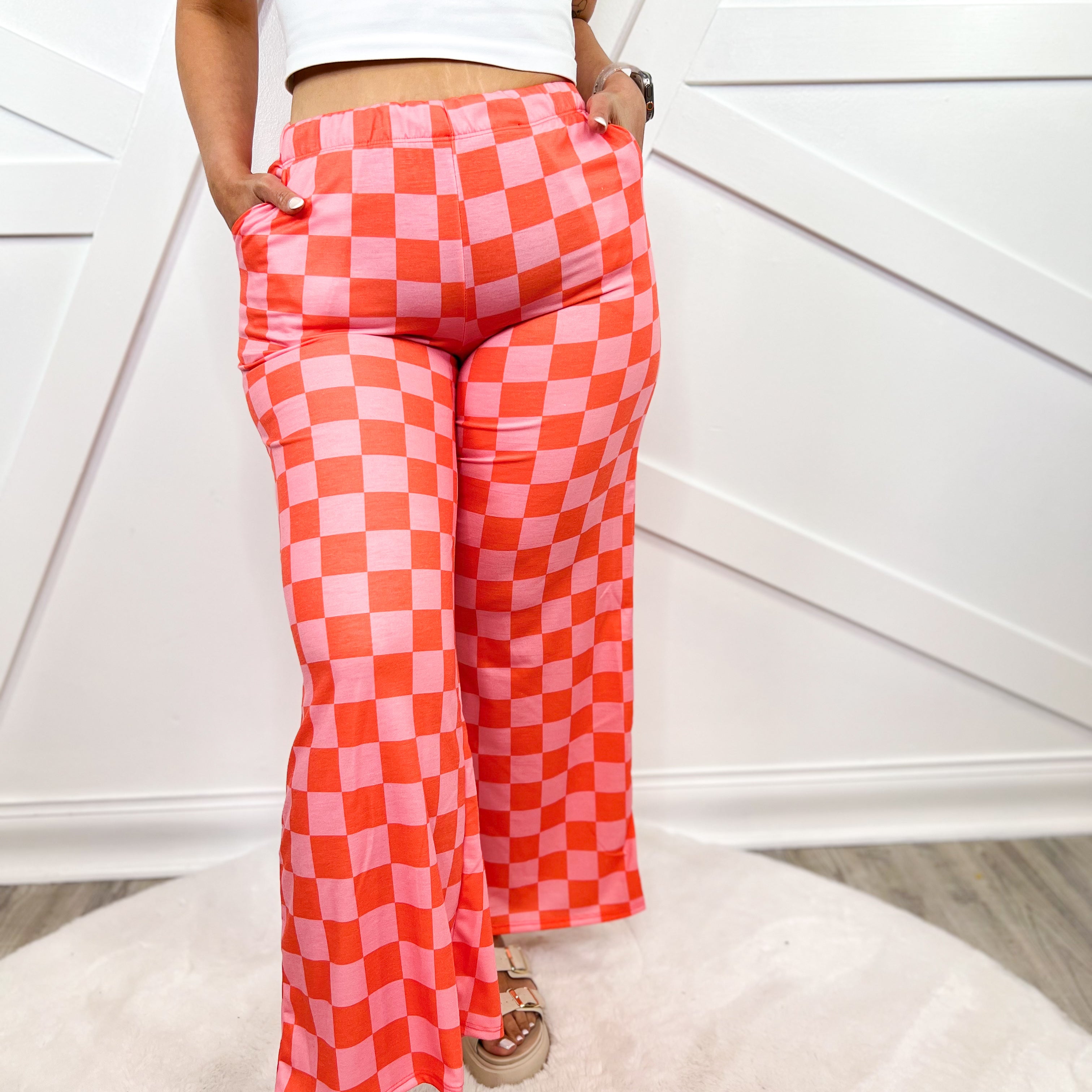 Groovy Moody Pants - Red/Pink-150 PANTS-Jade by Jane-Heathered Boho Boutique, Women's Fashion and Accessories in Palmetto, FL
