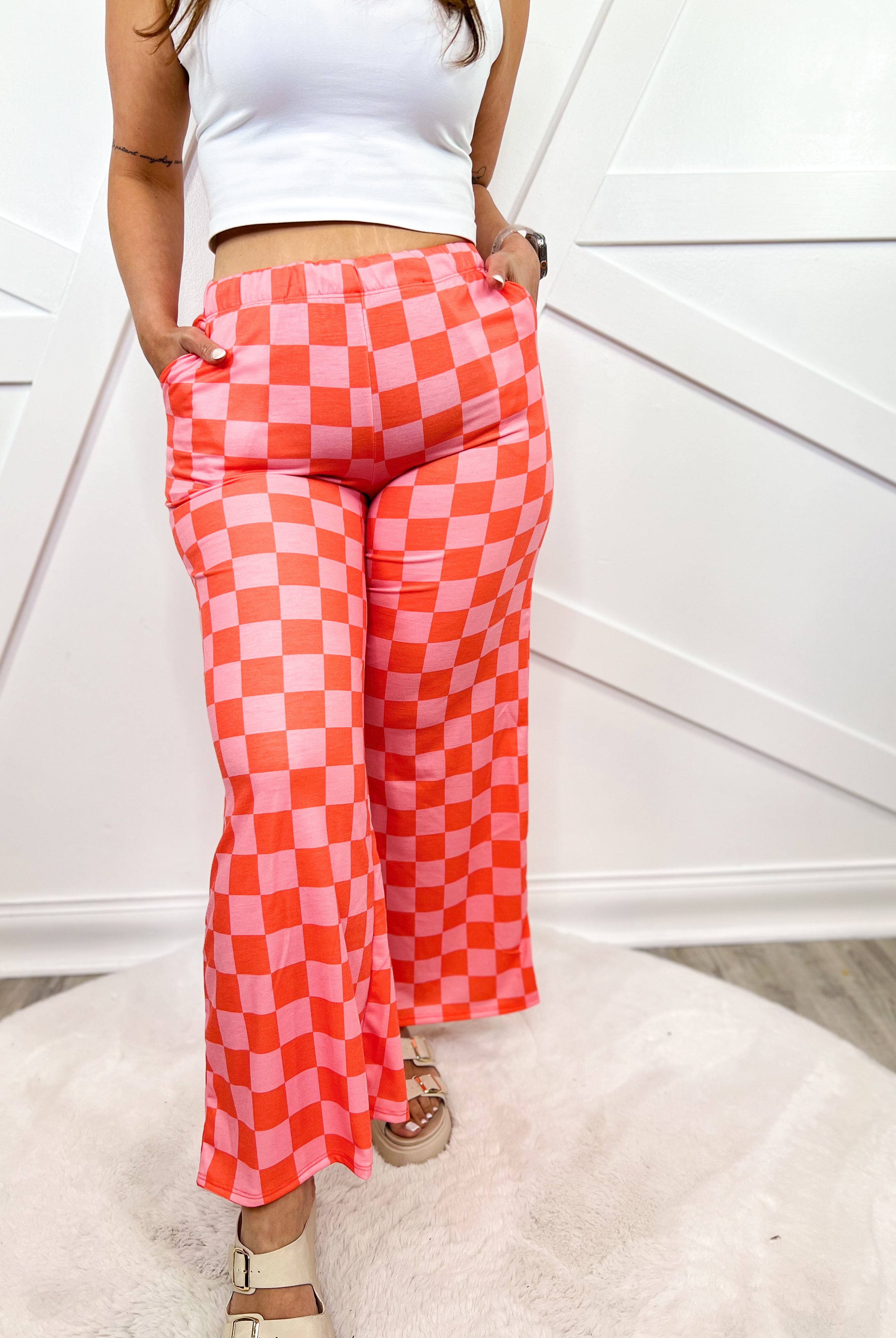 Groovy Moody Pants - Red/Pink-150 PANTS-Jade by Jane-Heathered Boho Boutique, Women's Fashion and Accessories in Palmetto, FL