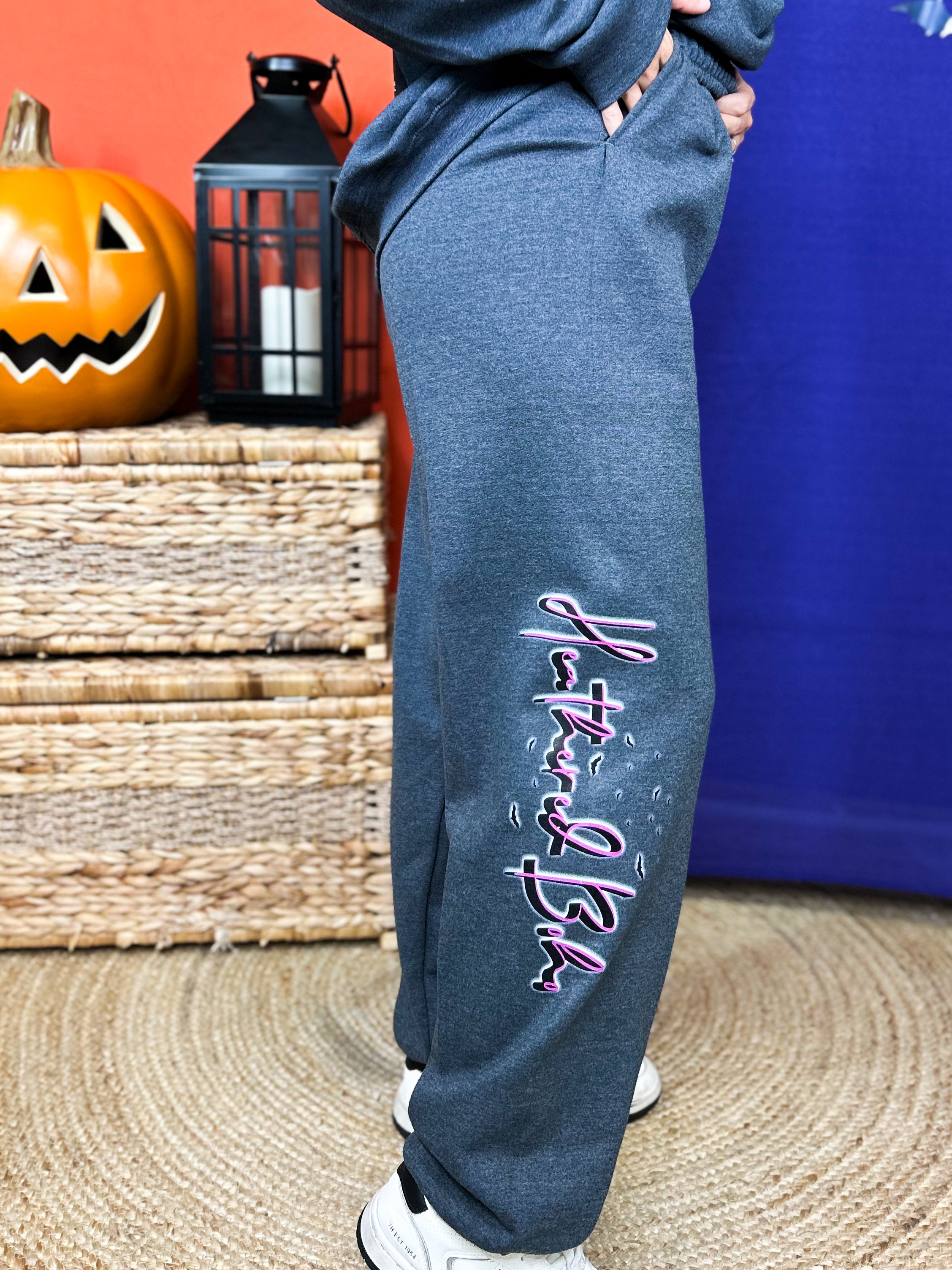 Boho Halloween 2026 Graphic Jogger-150 PANTS-Heathered Boho-Heathered Boho Boutique, Women's Fashion and Accessories in Palmetto, FL