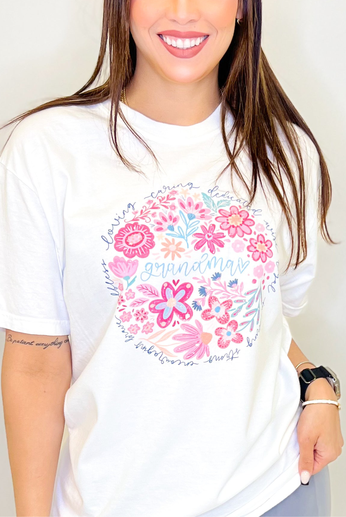Boho Floral Grandma Graphic Tee-130 Graphic Tees-Heathered Boho-Heathered Boho Boutique, Women's Fashion and Accessories in Palmetto, FL
