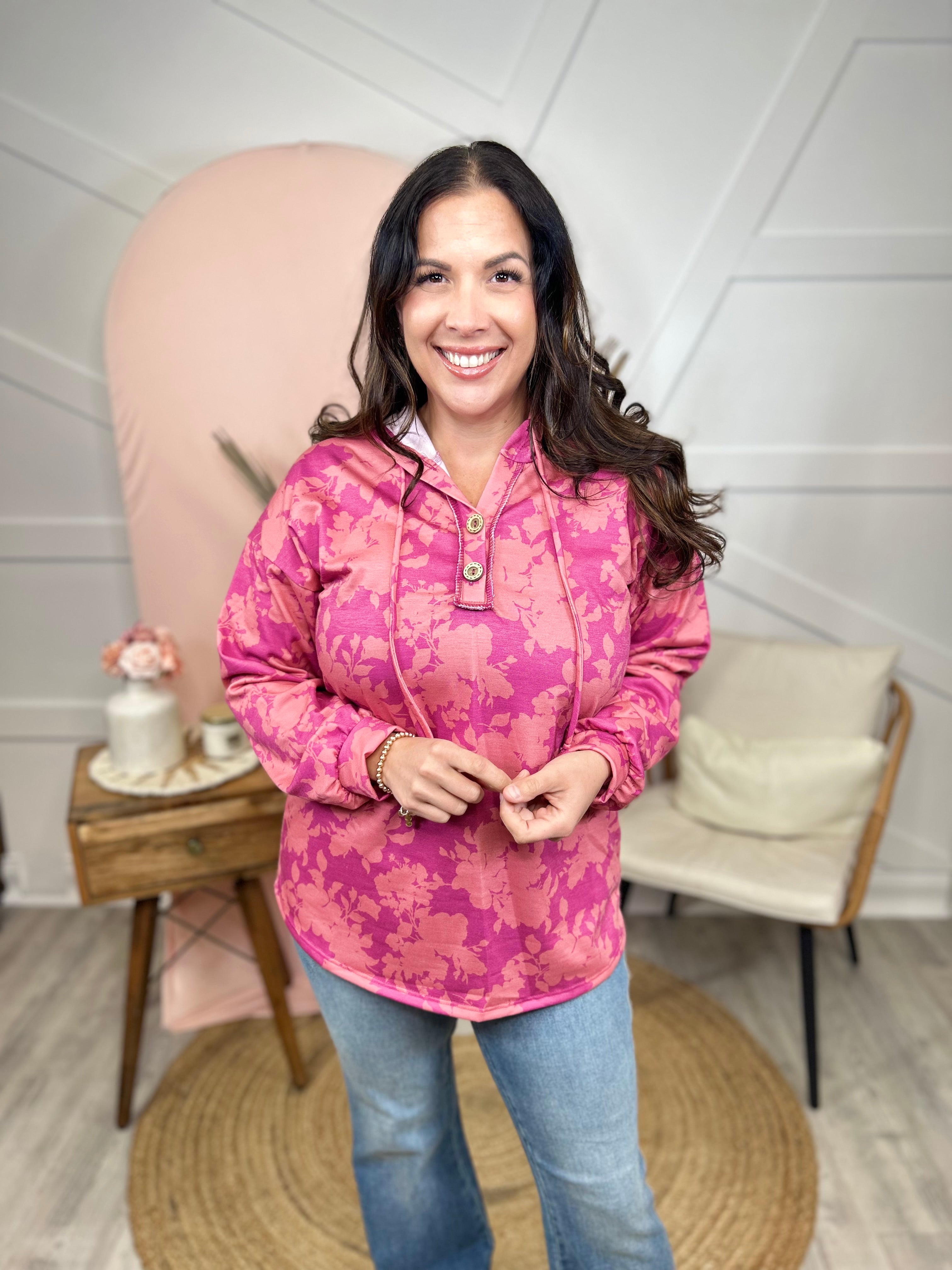 Floral Move Hoodie-210 HOODIES-Heimish-Heathered Boho Boutique, Women's Fashion and Accessories in Palmetto, FL