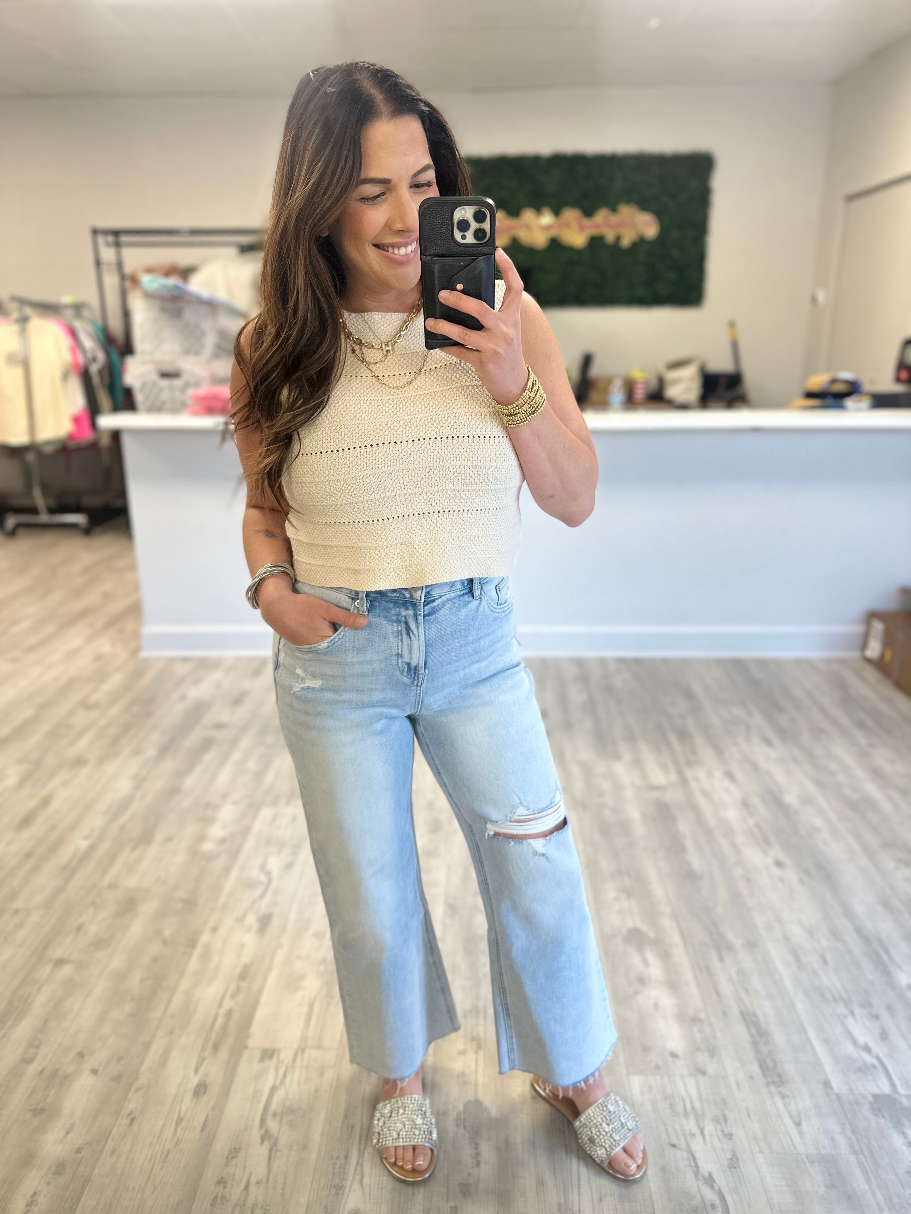 Cloudy Days Wide Leg Jeans by Mica Denim-190 Jeans-Mica Denim-Heathered Boho Boutique, Women's Fashion and Accessories in Palmetto, FL
