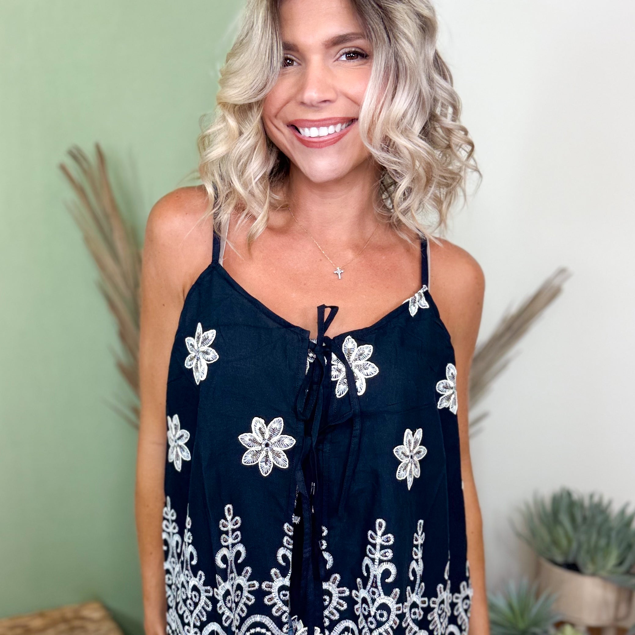 Delilah Eyelet Cami-100 TANK/CROP TOPS-ODDI-Heathered Boho Boutique, Women's Fashion and Accessories in Palmetto, FL