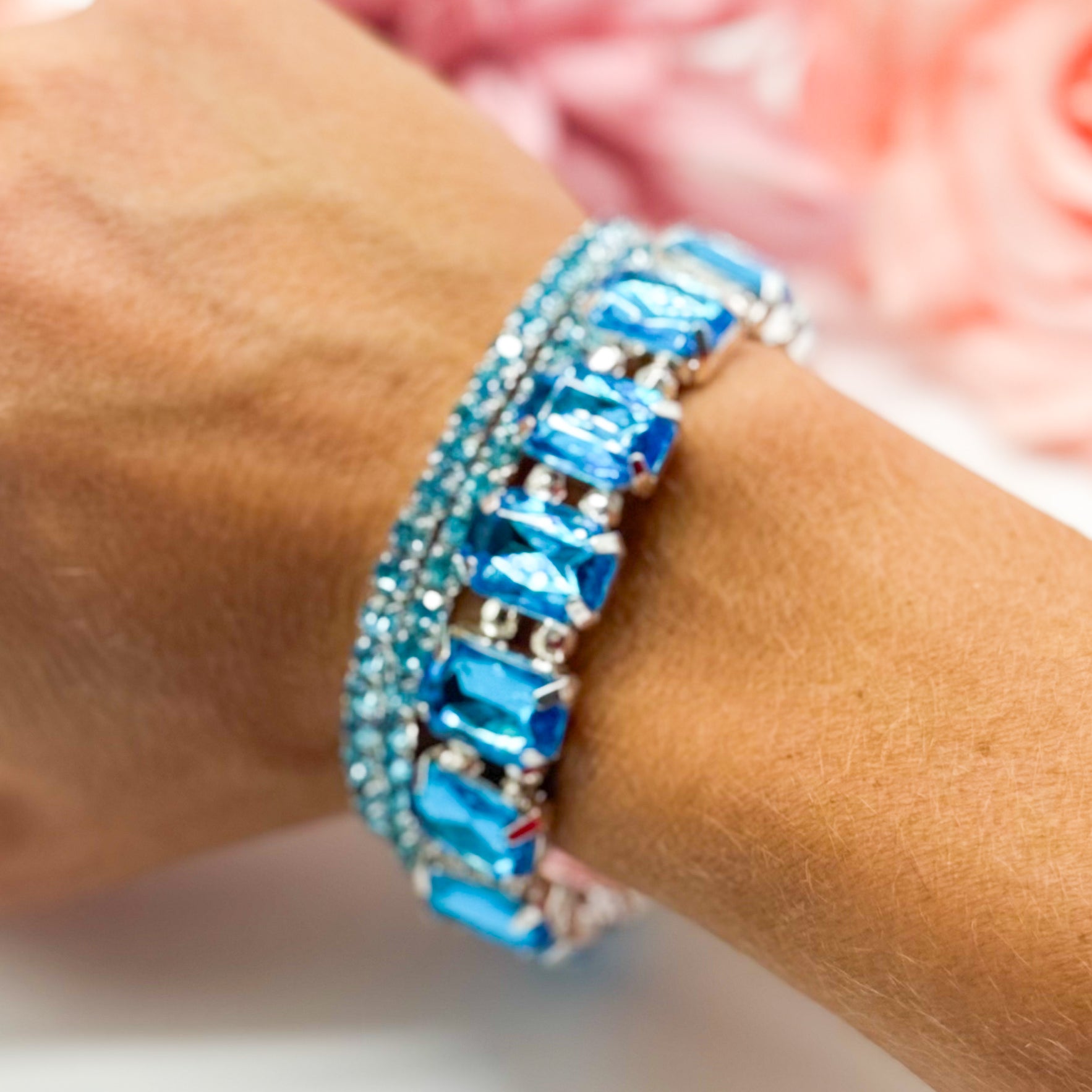 Colored Rhinestone Three Piece Bracelet Set-310 Jewelry-RM Manufacturing-Heathered Boho Boutique, Women's Fashion and Accessories in Palmetto, FL