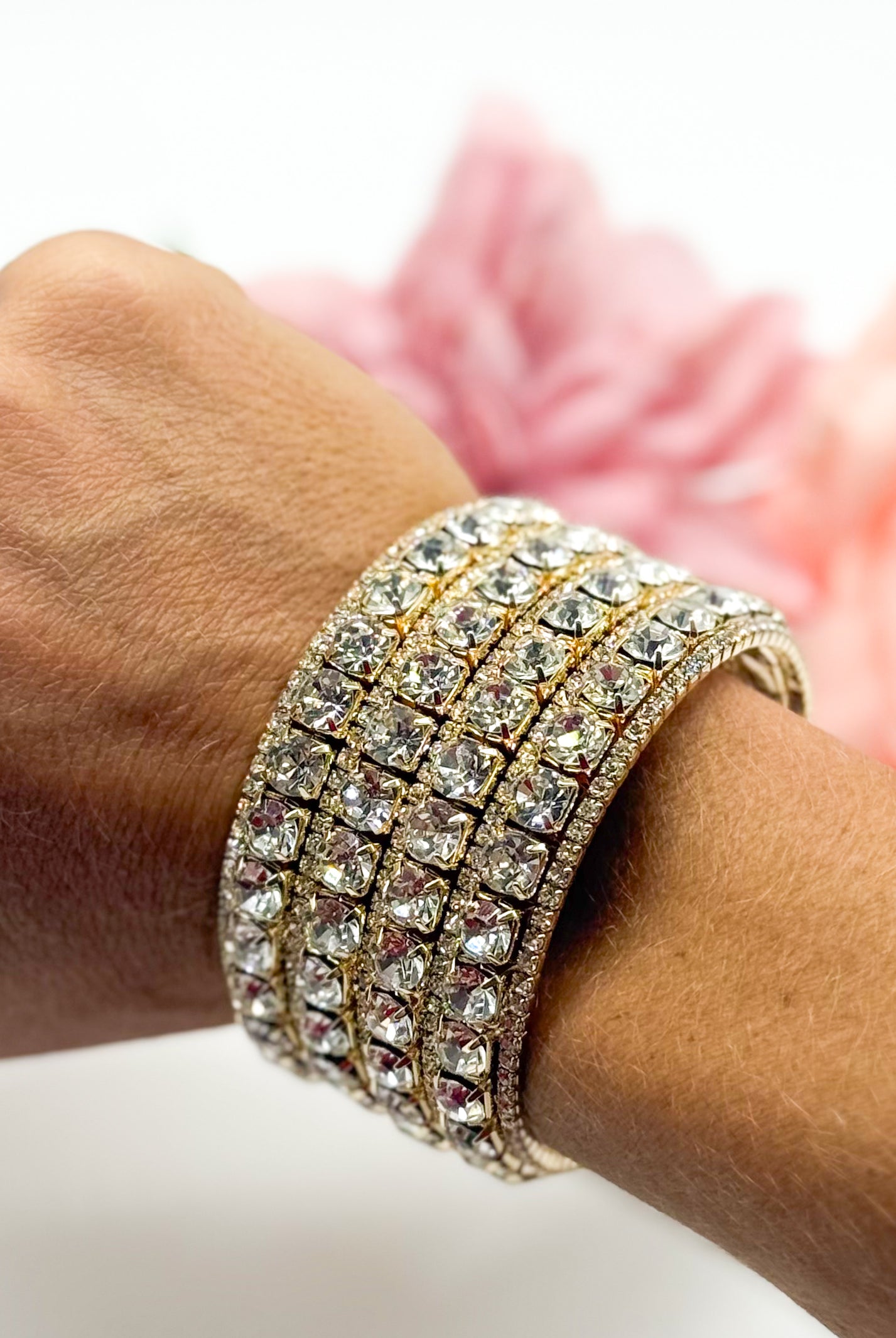 Rhinestone Galore Cuff Bracelet-310 Jewelry-RM Manufacturing-Heathered Boho Boutique, Women's Fashion and Accessories in Palmetto, FL