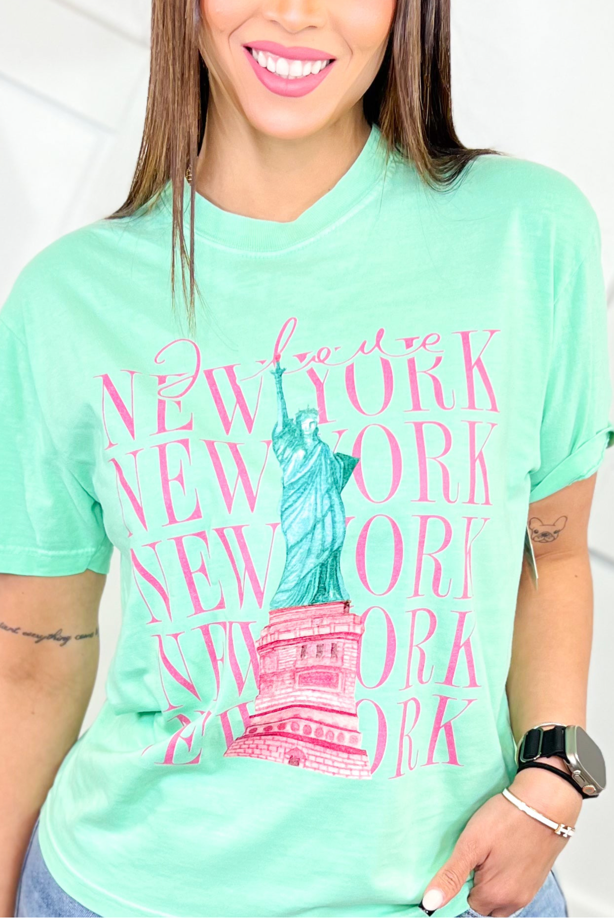 I Love New York Graphic Tee-130 Graphic Tees-Heathered Boho-Heathered Boho Boutique, Women's Fashion and Accessories in Palmetto, FL